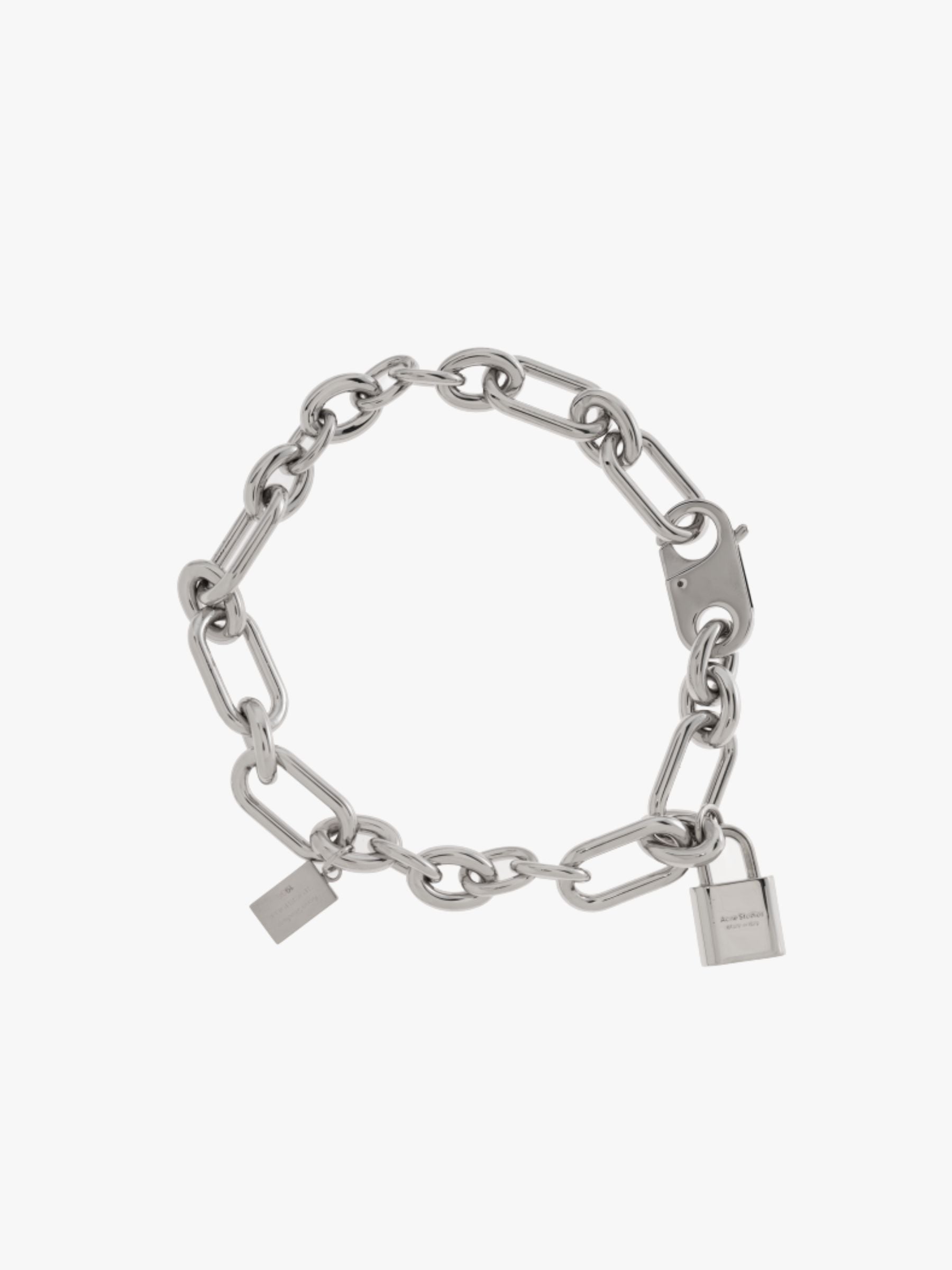 Acne Studios Big Lock Necklace Semi Matt Silver