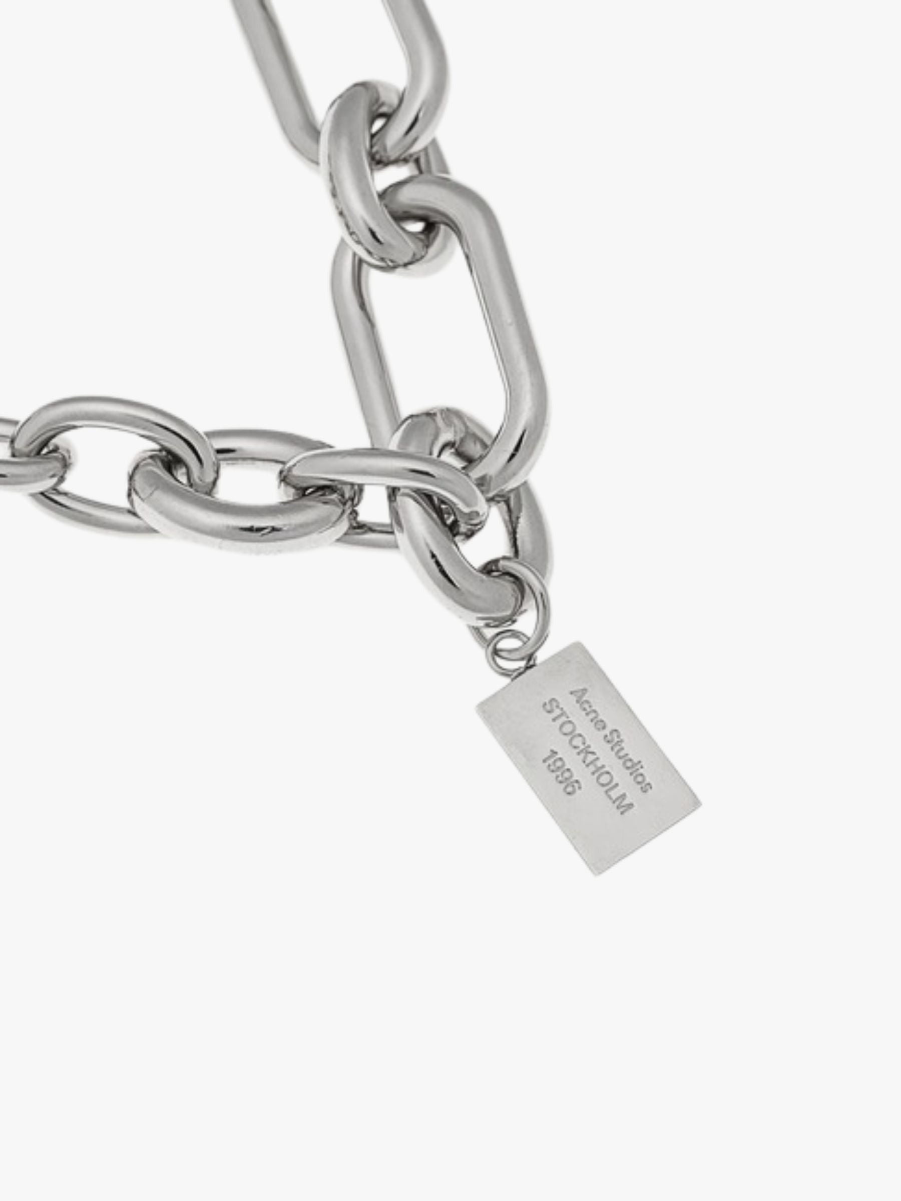 Acne Studios Big Lock Necklace Semi Matt Silver
