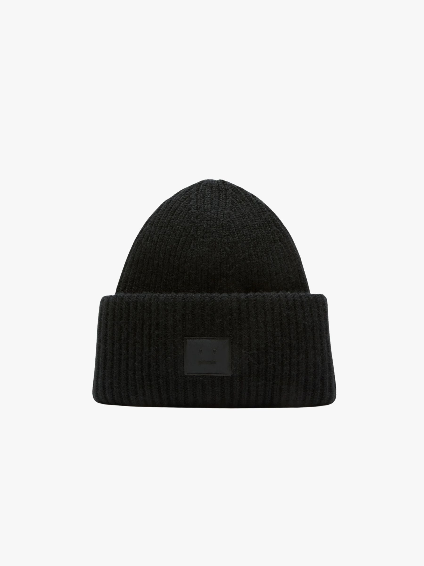 Acne Studios Face Logo Big Beanie Black