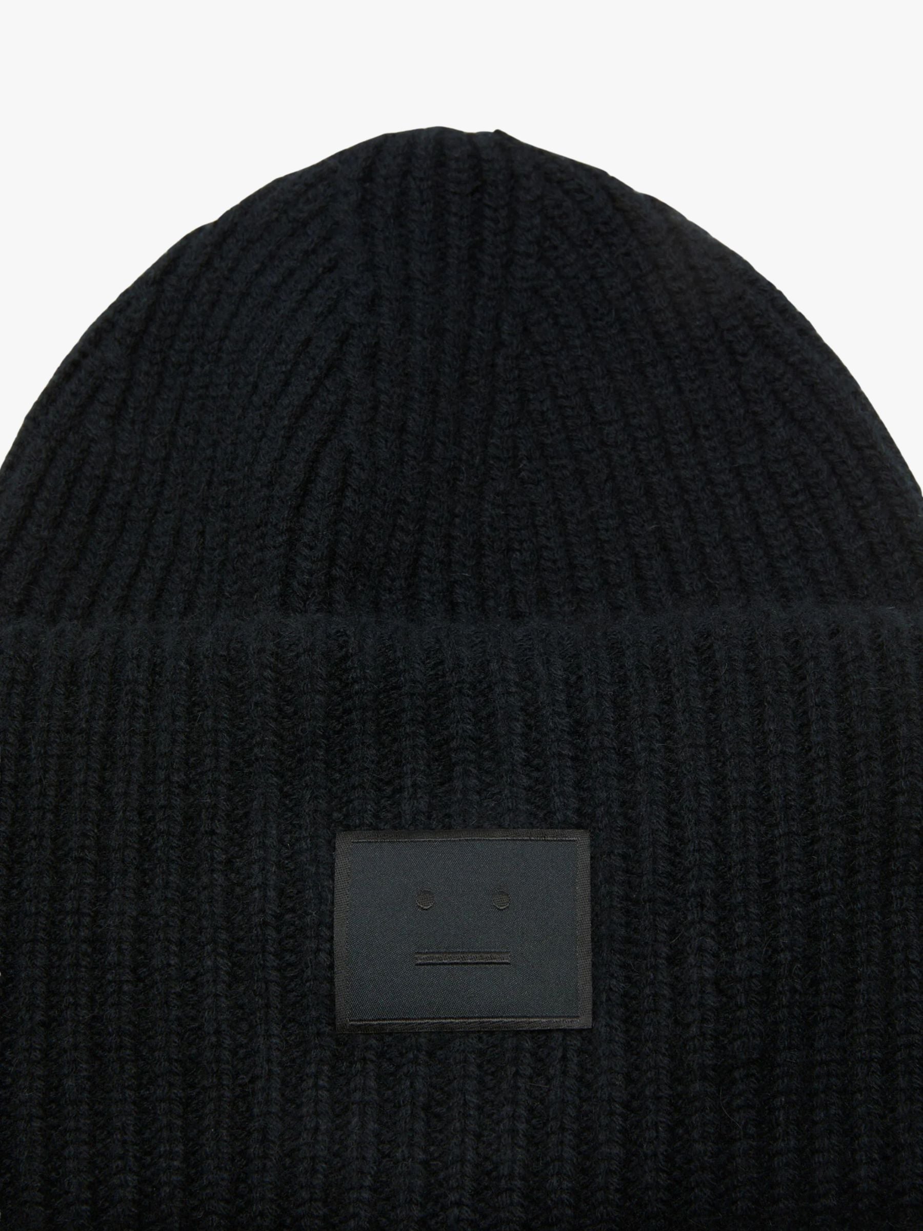 Acne Studios Face Logo Big Beanie Black