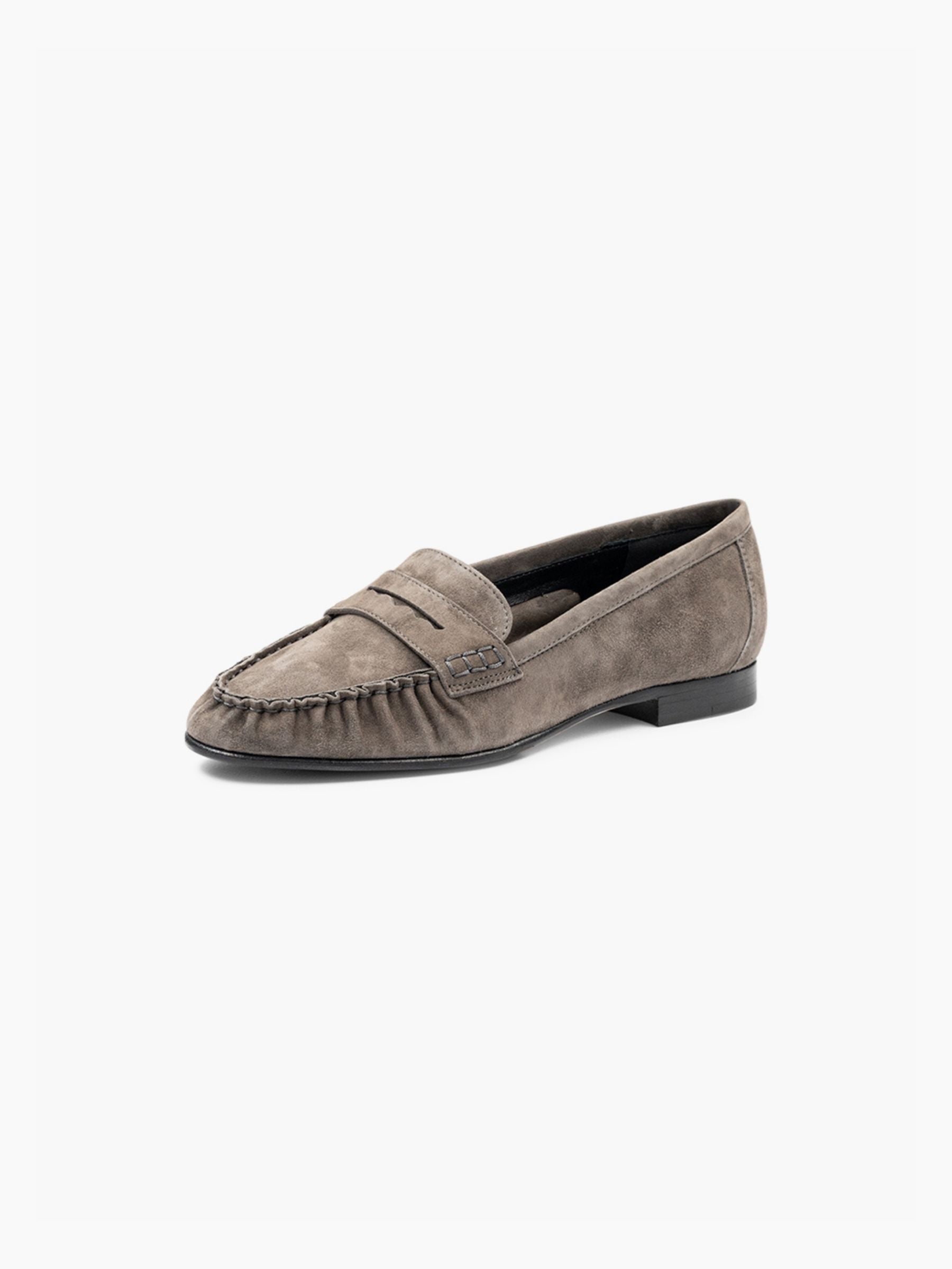 Aeyde Aldous Kid Suede Leather Loafer Taupe