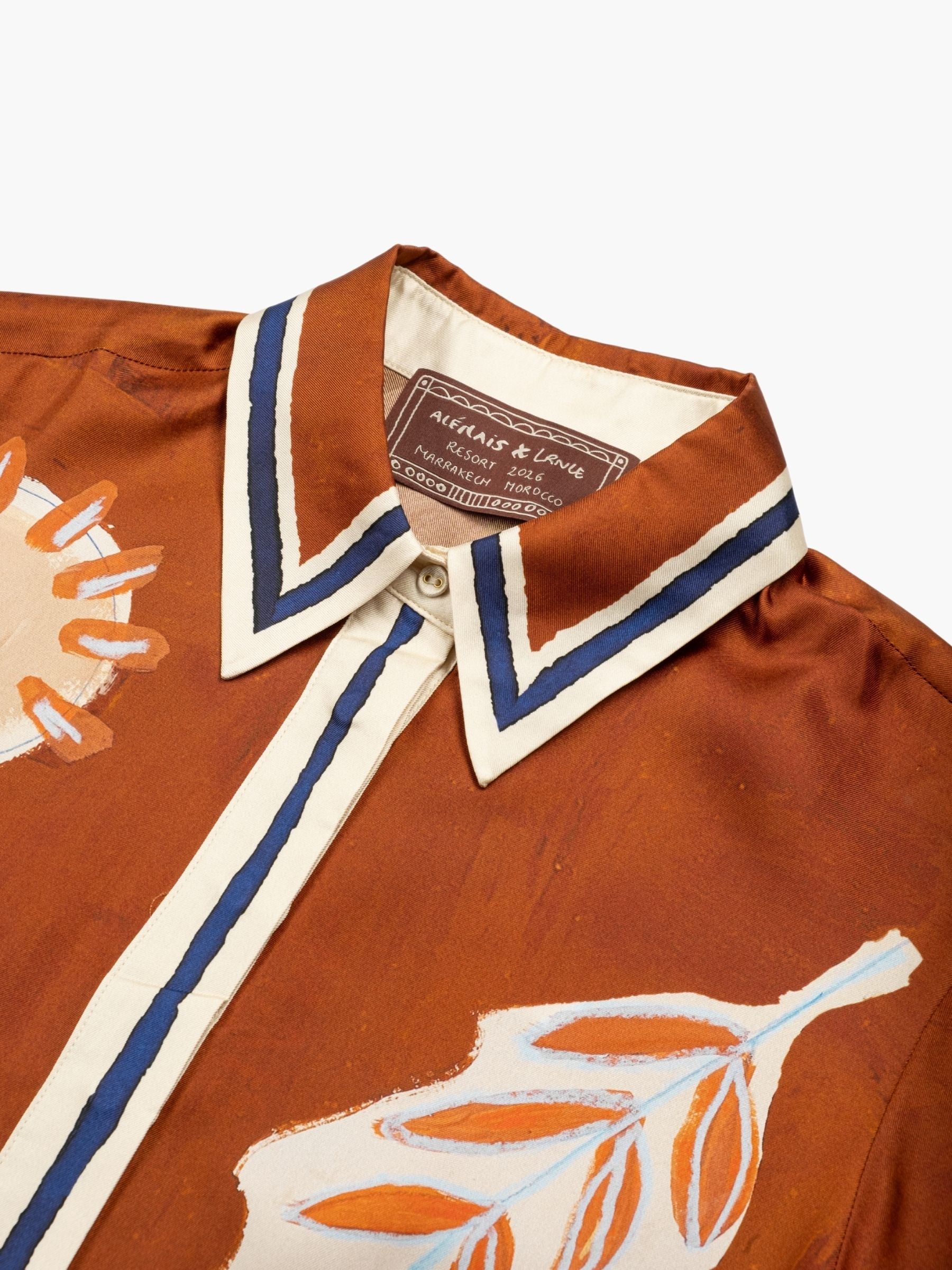 Alemais x LRNCE Soleil D'Amour Silk Blouse Rust