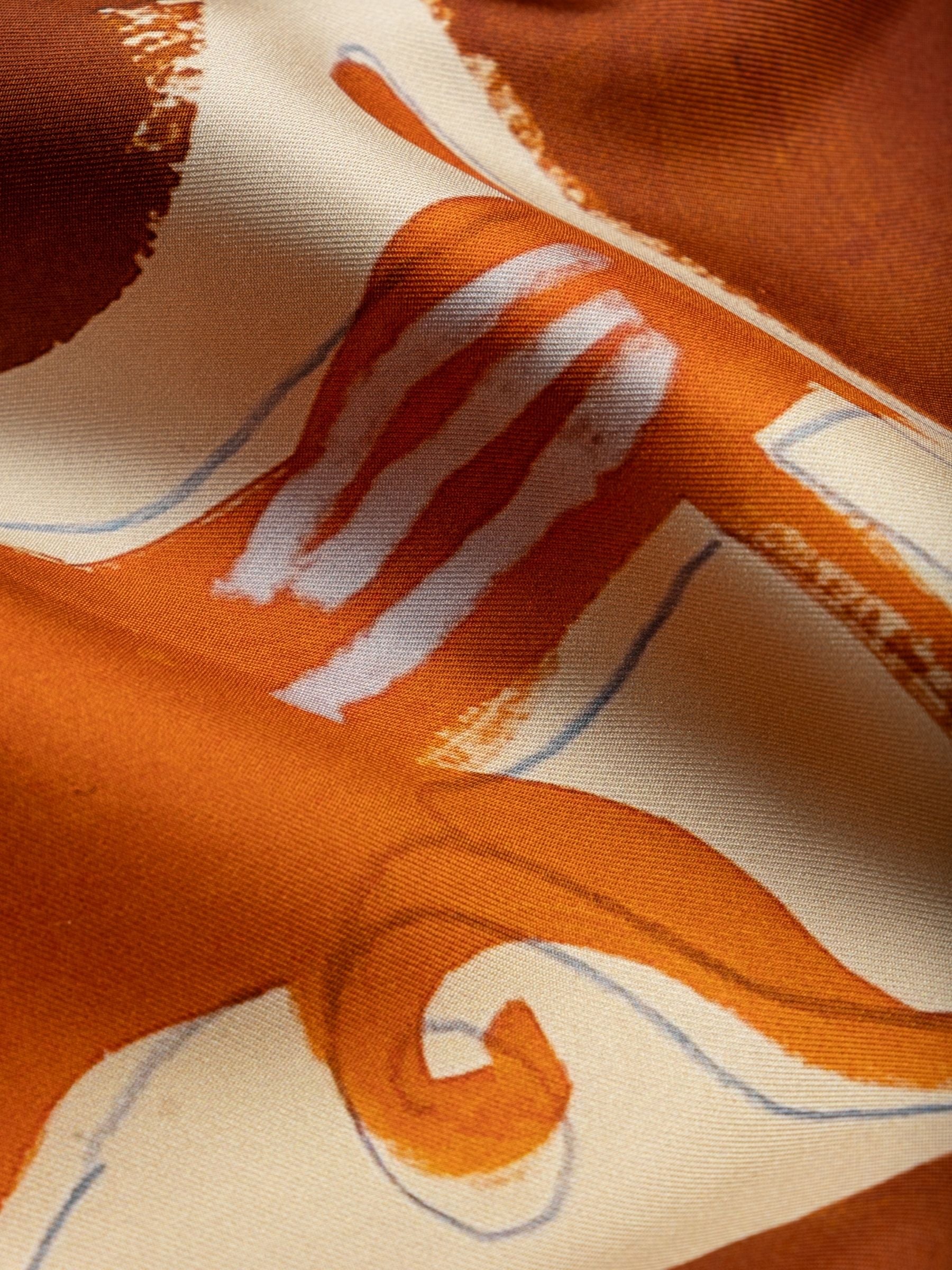 Alemais x LRNCE Soleil D'Amour Silk Shirtdress Rust