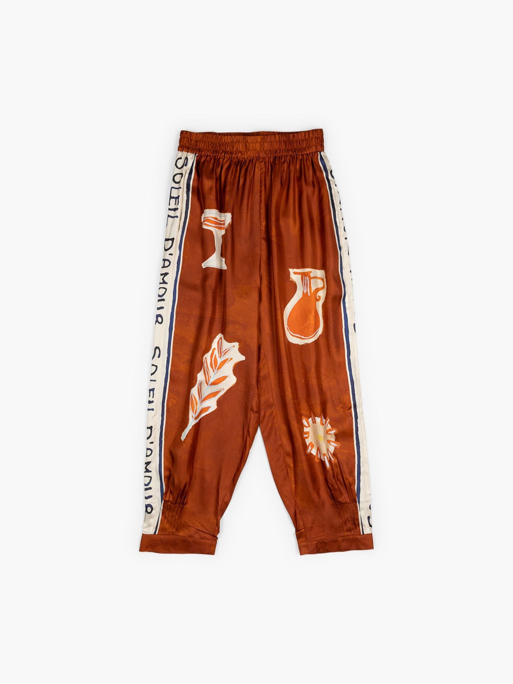 Alemais x LRNCE Soleil D'Amour Silk Tapered Pants Rust