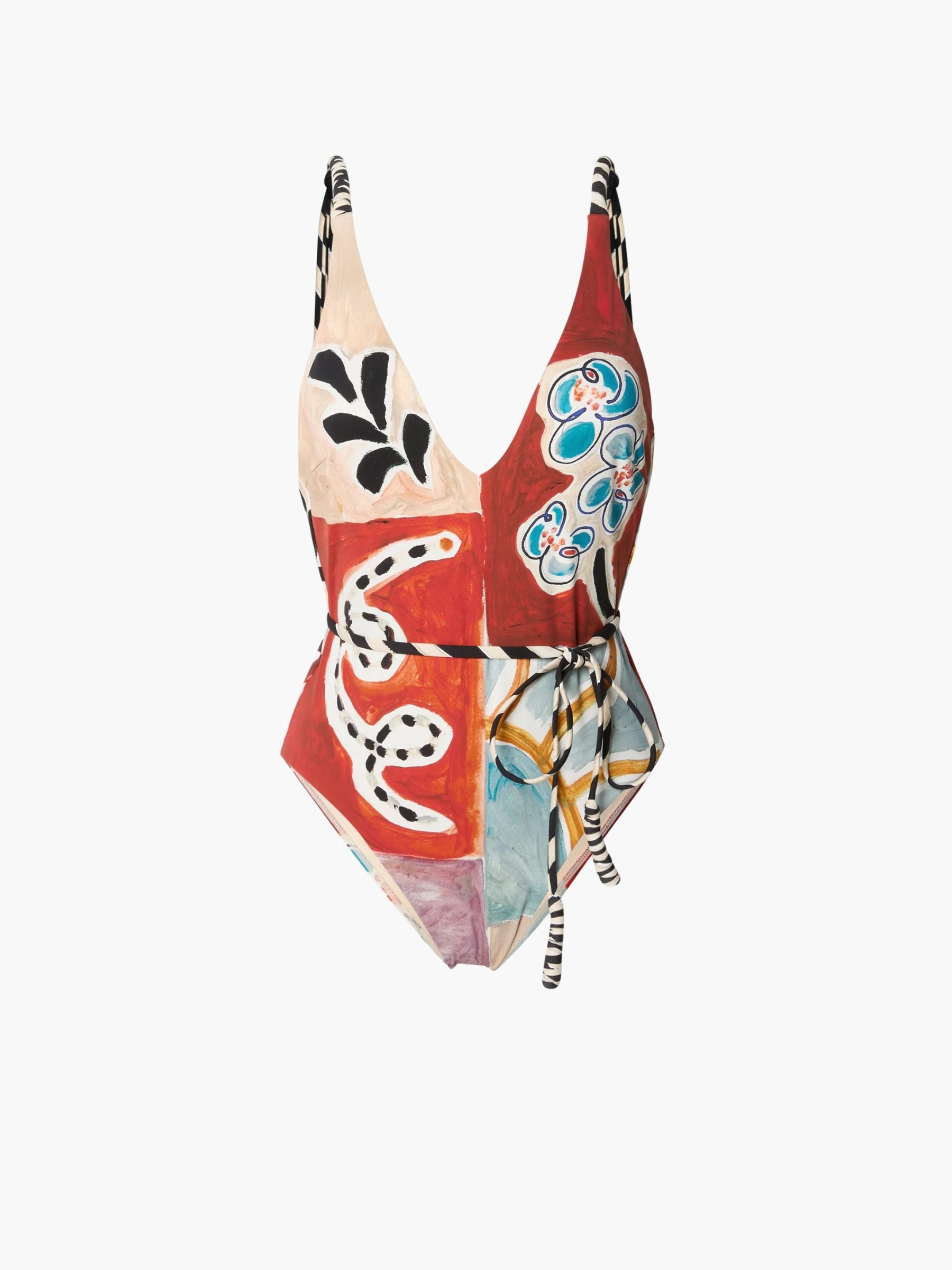 Alemais x LRNCE Michelle V Neck Onepiece Swimsuit Multi