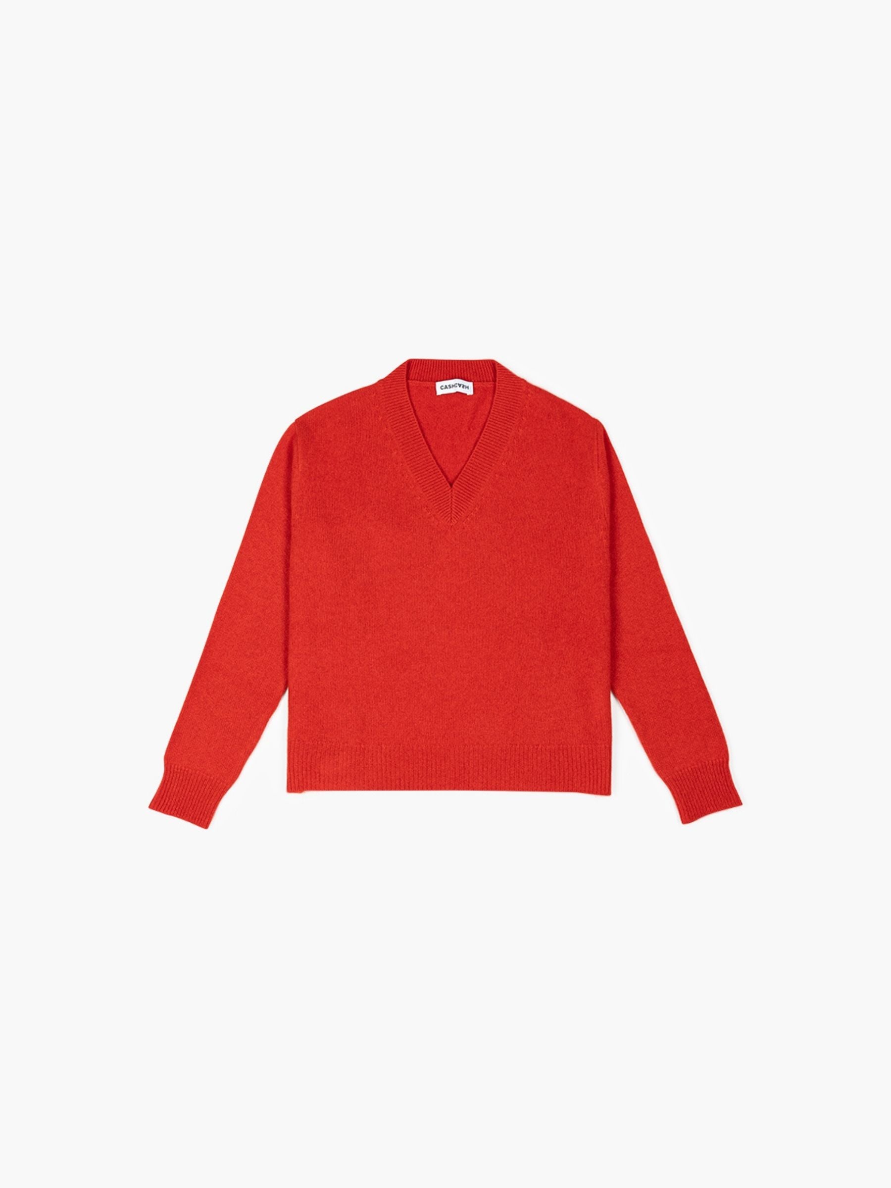 Cashcash Easy V Cashmere Pullover Scarlet