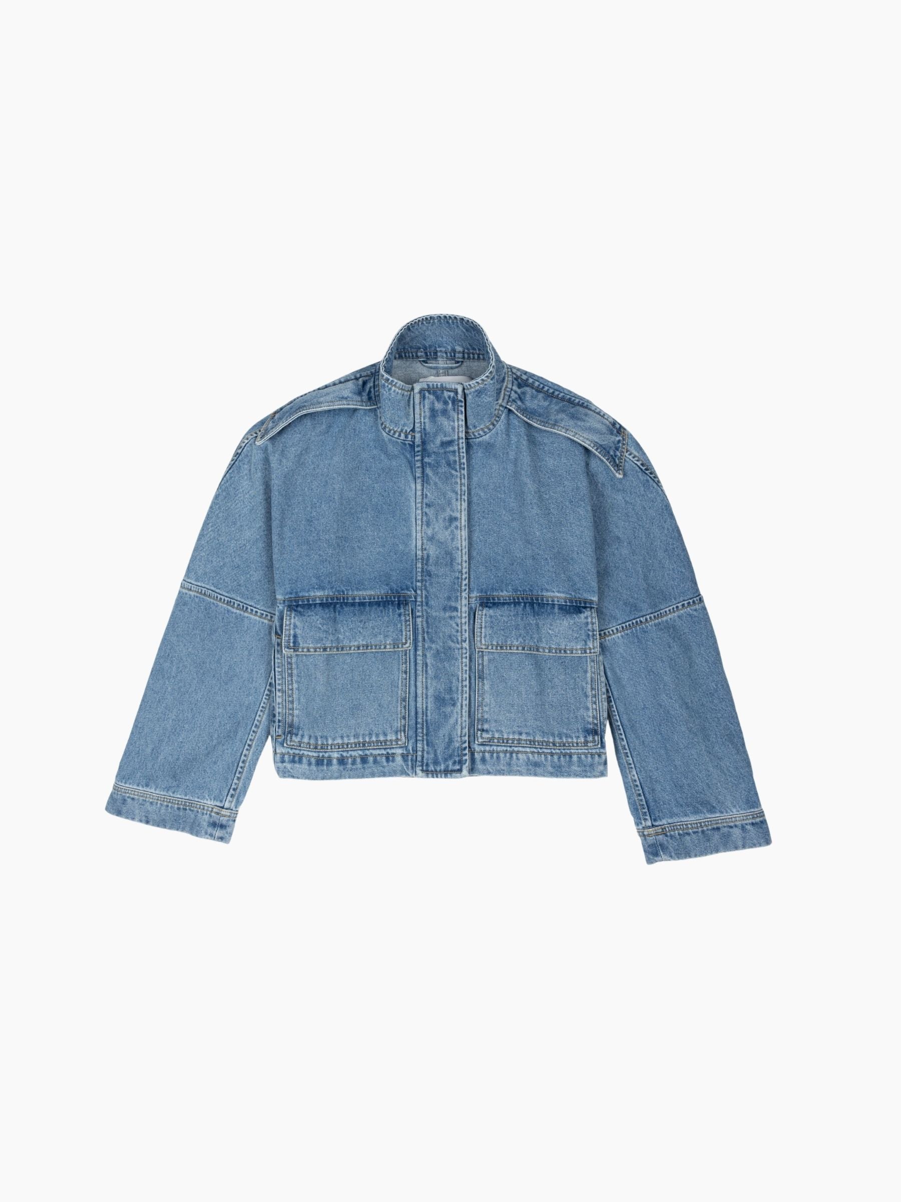 Christian Wijnants Jola Cropped Jacket Blue Denim