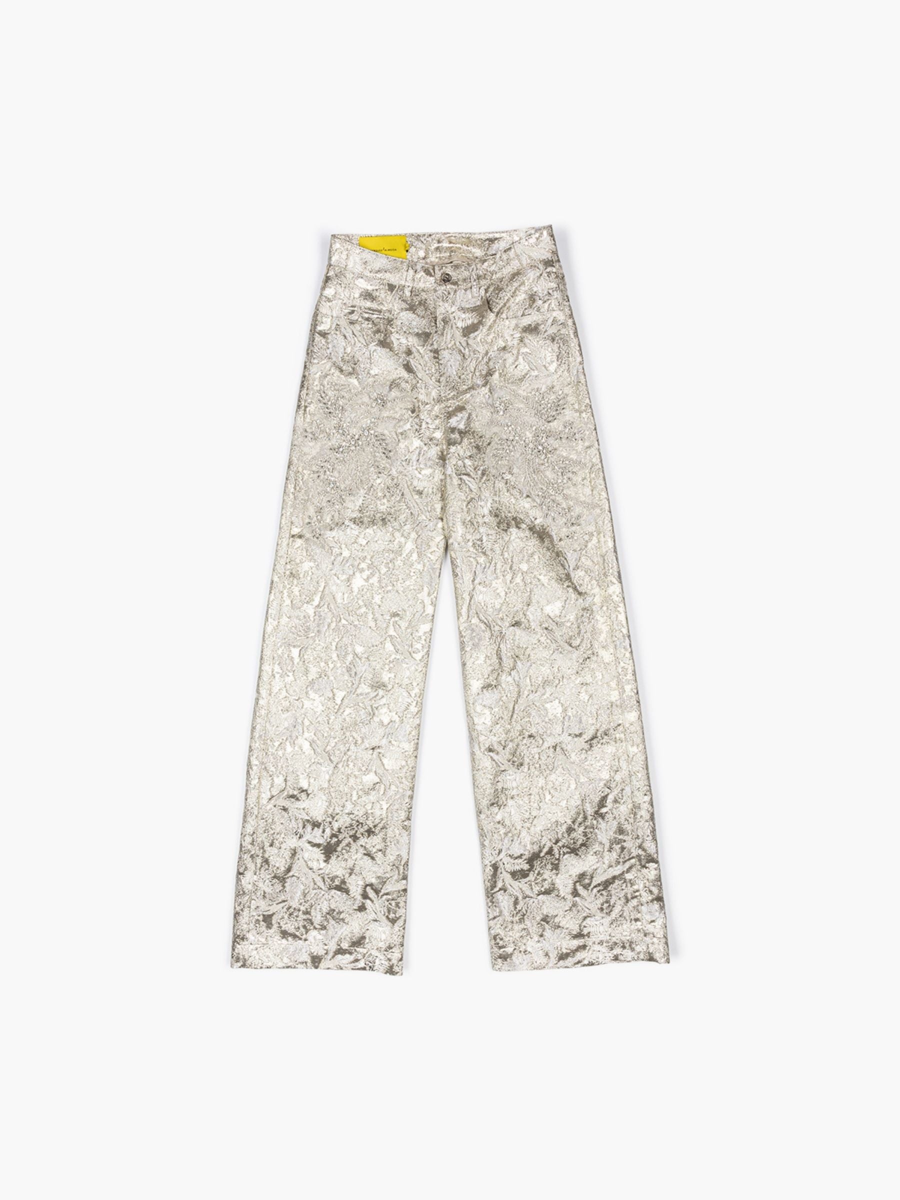 Marques Almeida Brocade Embellished Boyfriend Trousers Metallic Brocade