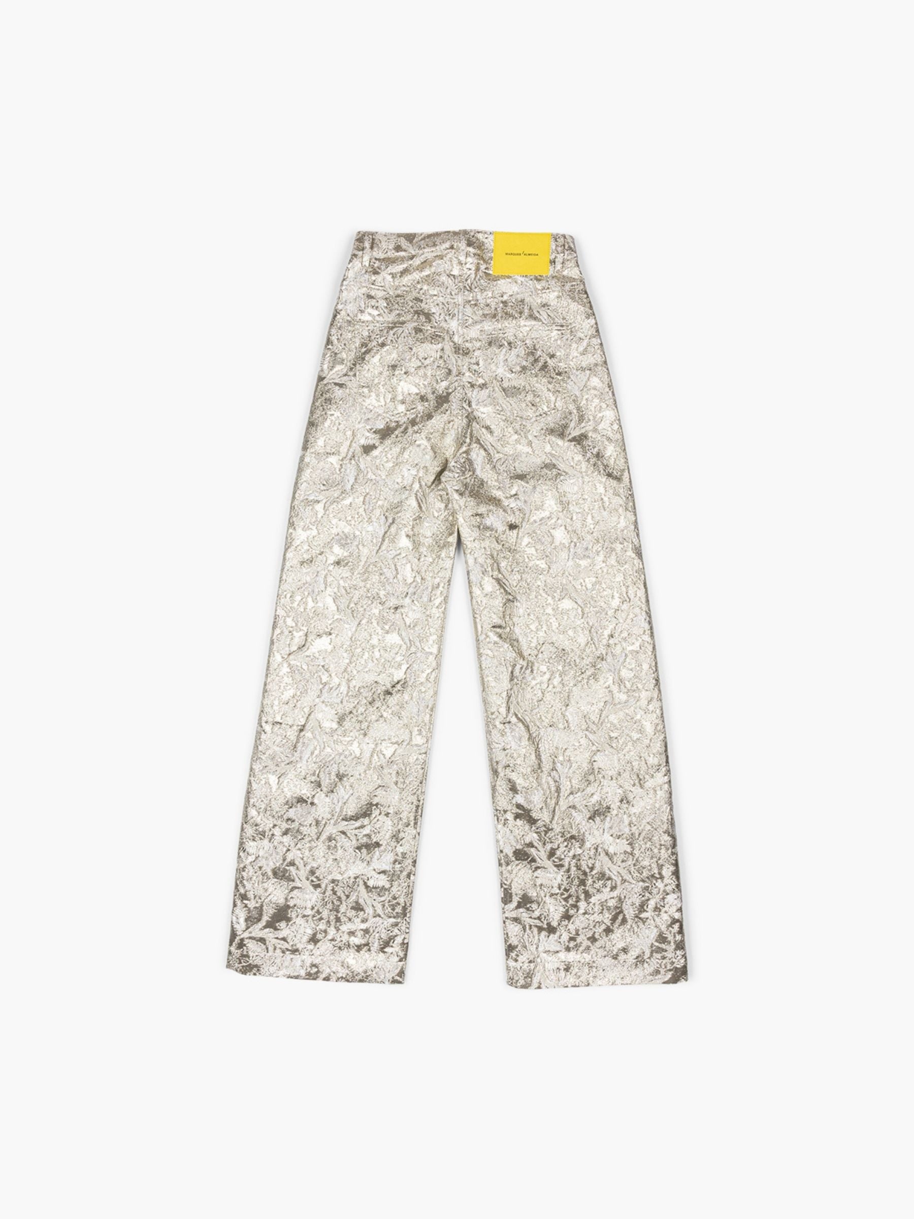 Marques Almeida Brocade Embellished Boyfriend Trousers Metallic Brocade