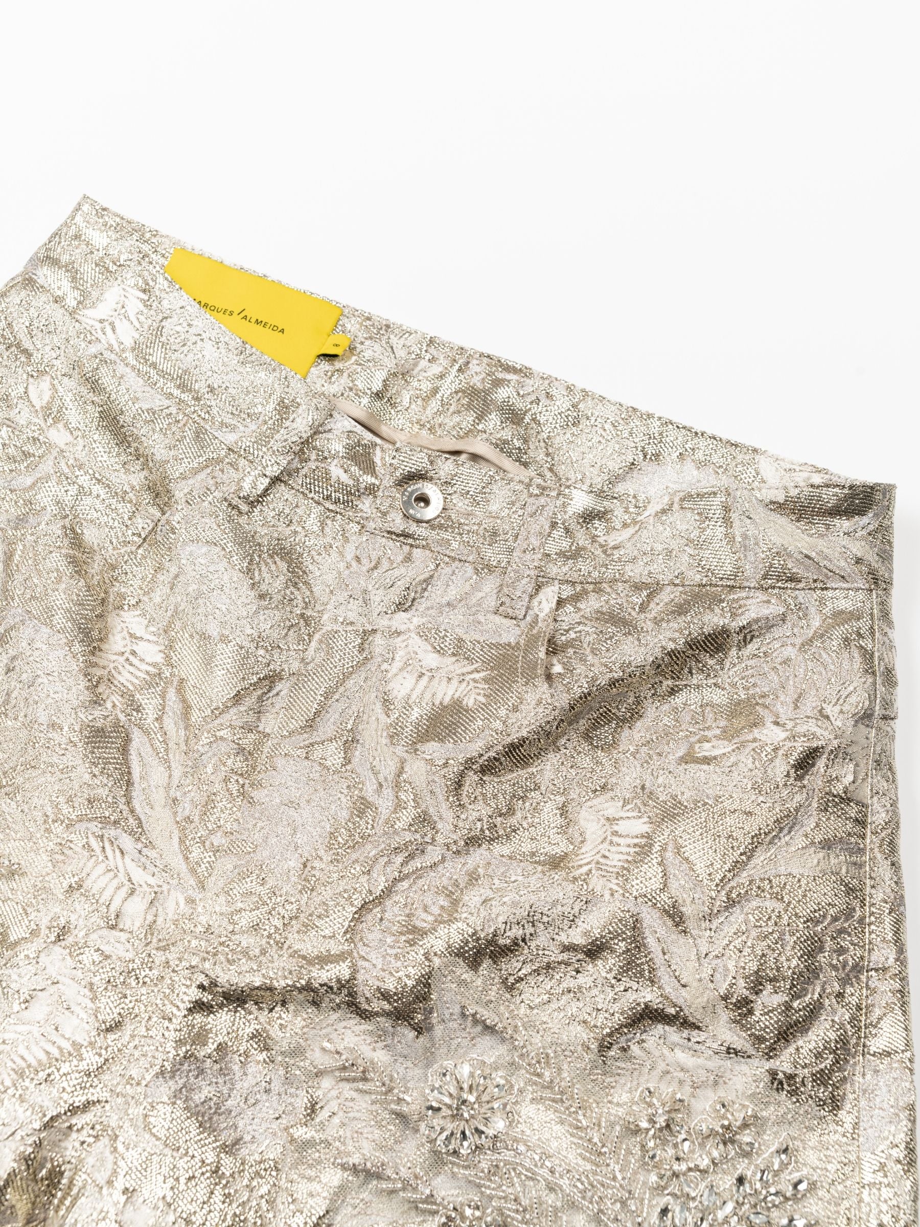 Marques Almeida Brocade Embellished Boyfriend Trousers Metallic Brocade