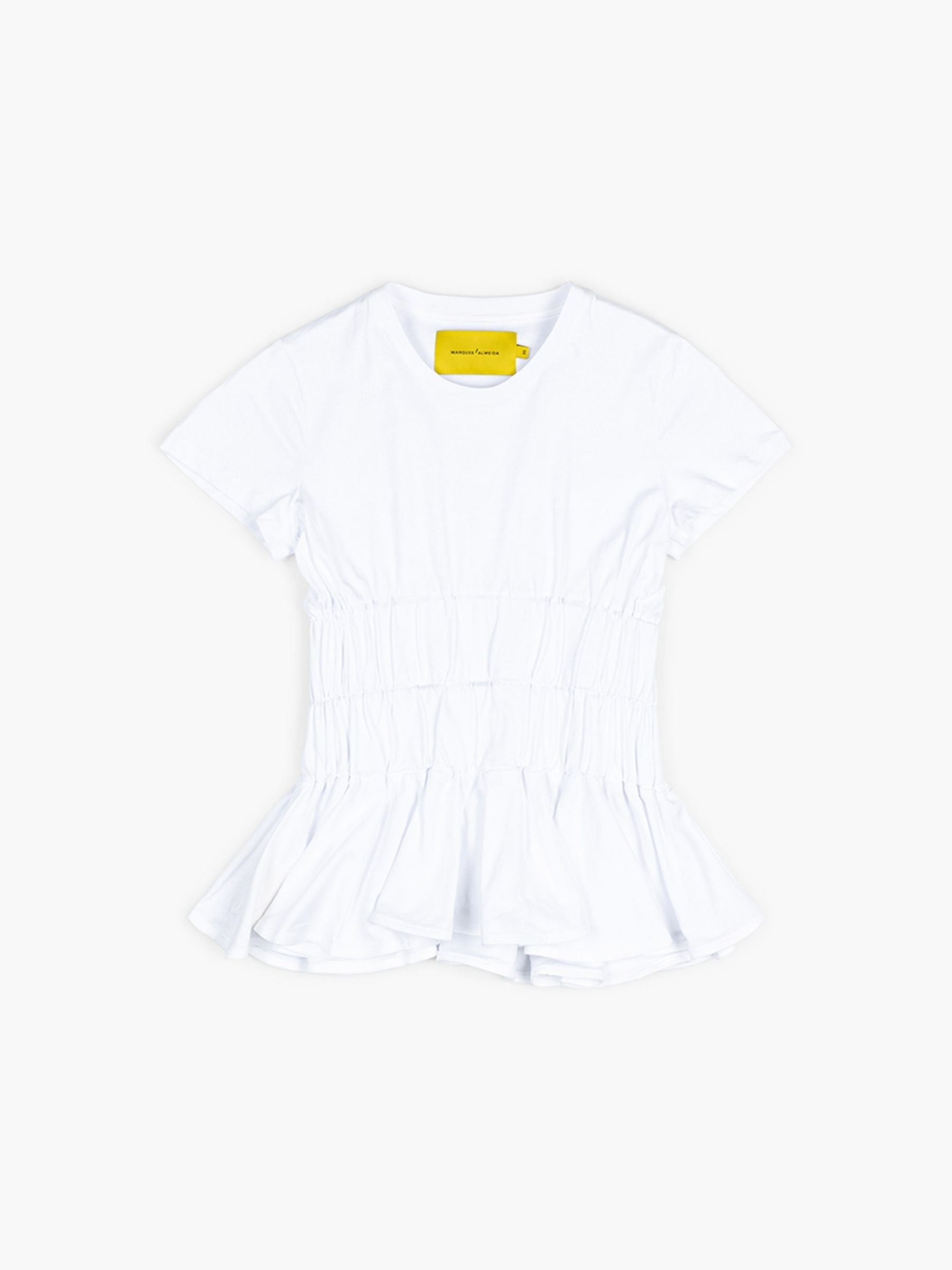 Marques Almeida Gathered Cap Sleeve T-Shirt White