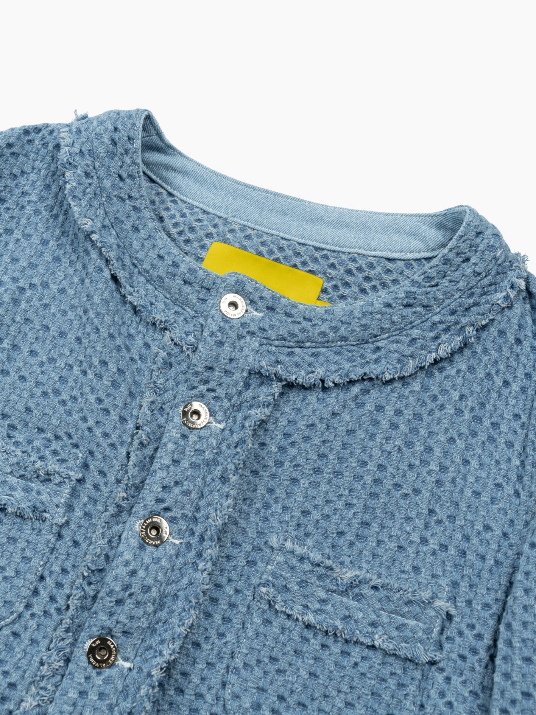 Marques Almeida Tweed Denim Jacket Blue