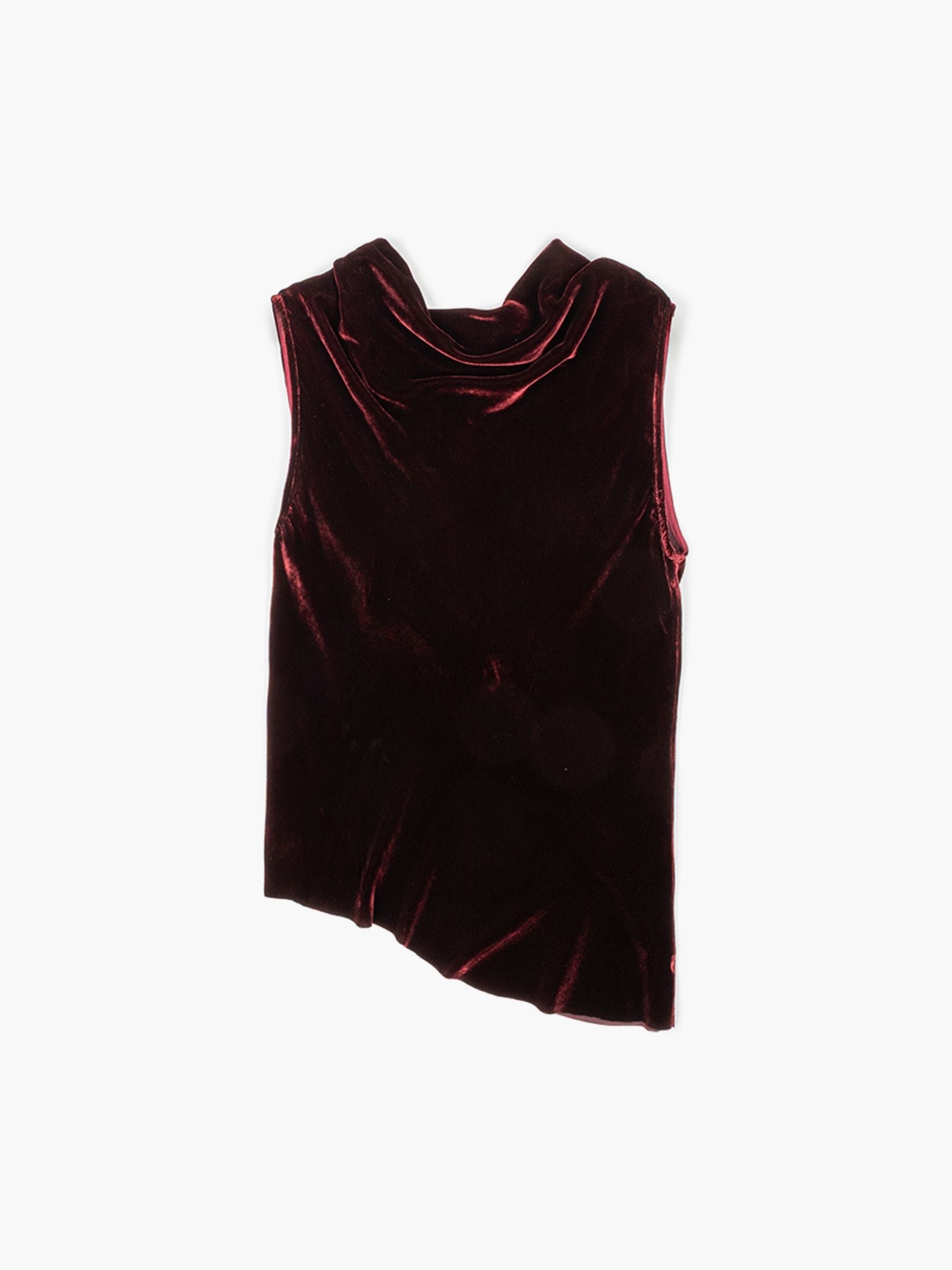 Marques Almeida Velvet Cowl Neck Top Burgundy