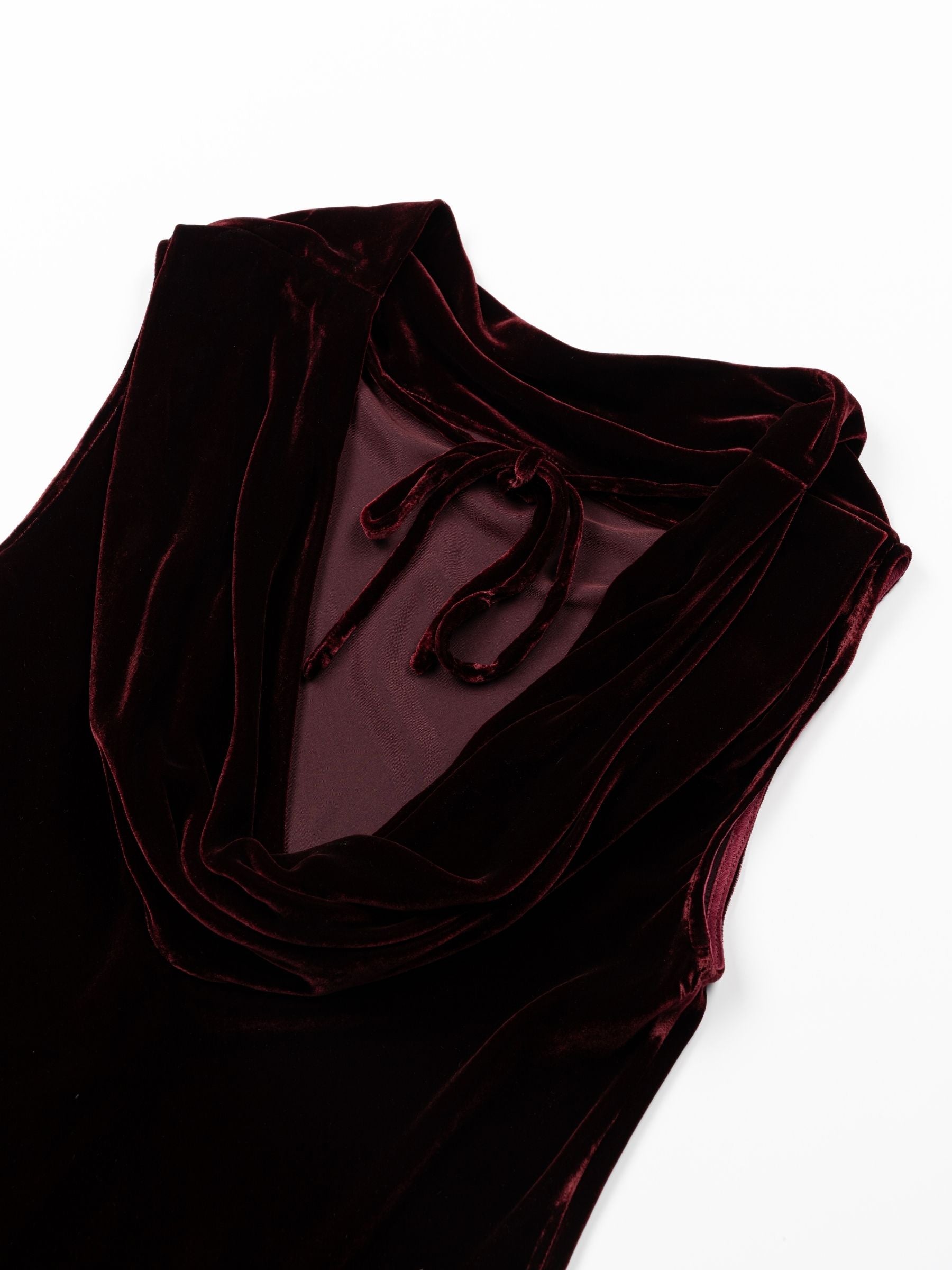 Marques Almeida Velvet Cowl Neck Top Burgundy