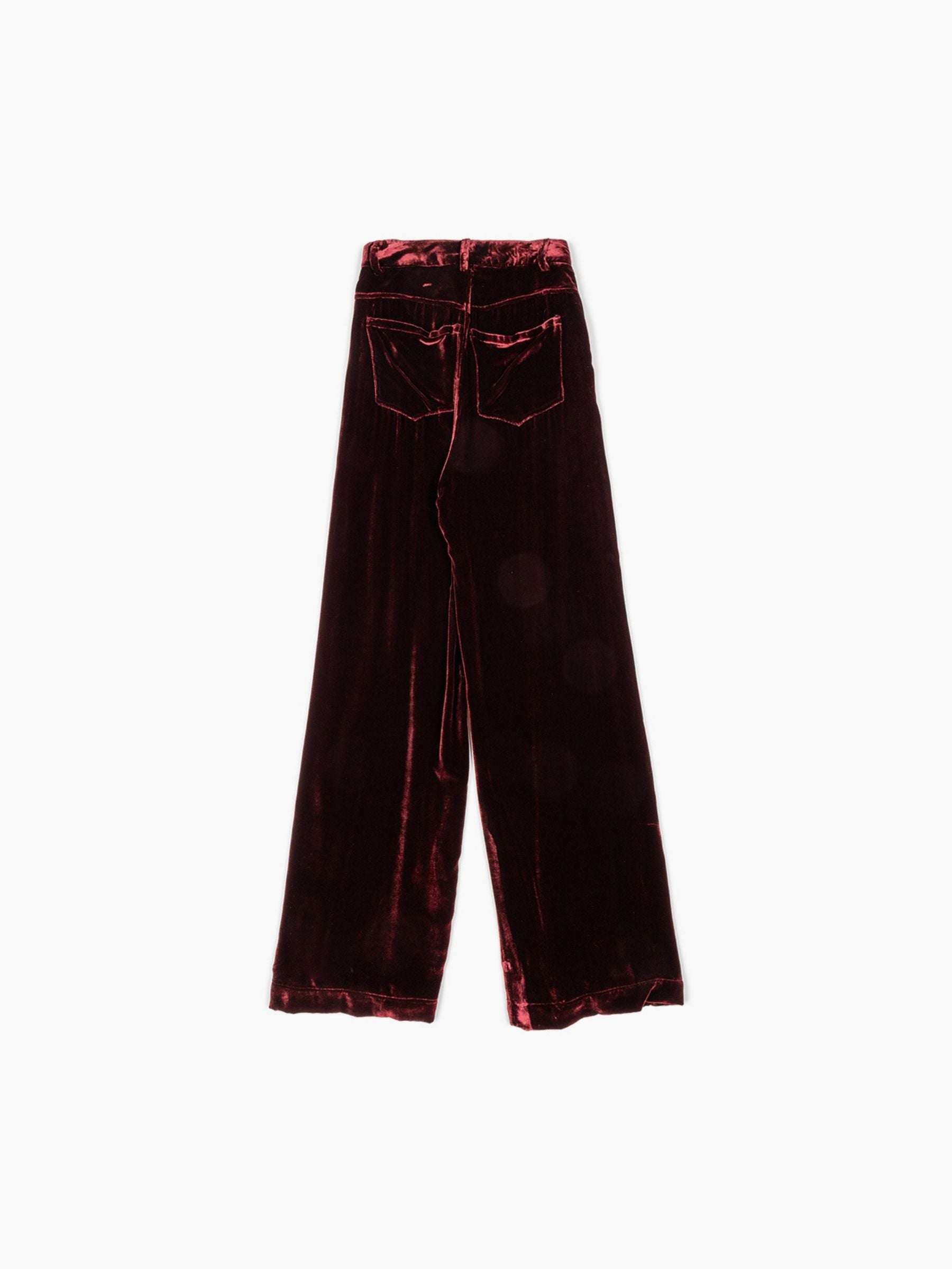 Marques Almeida Velvet Pleated Trousers Burgundy