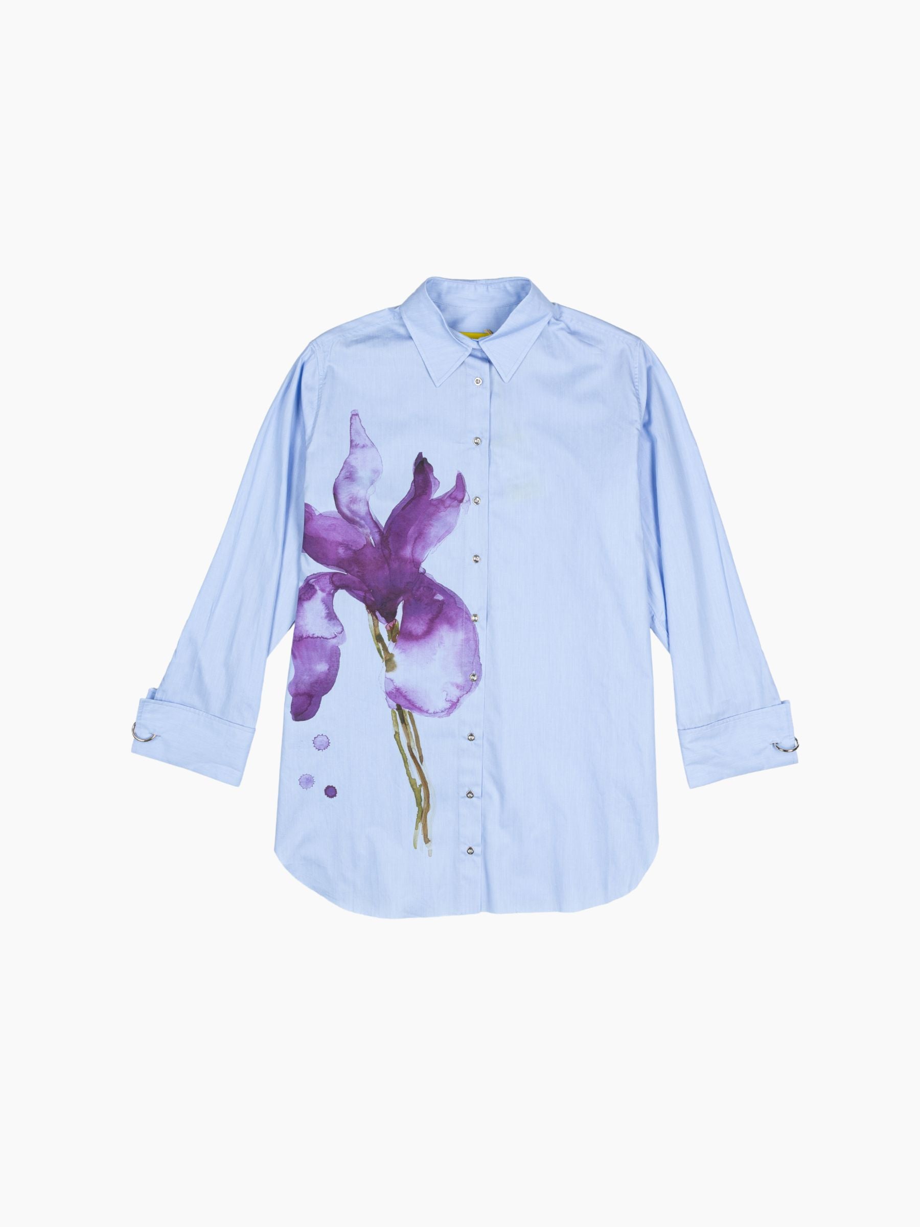 Marques Almeida Watercolor Print Shirt Blue