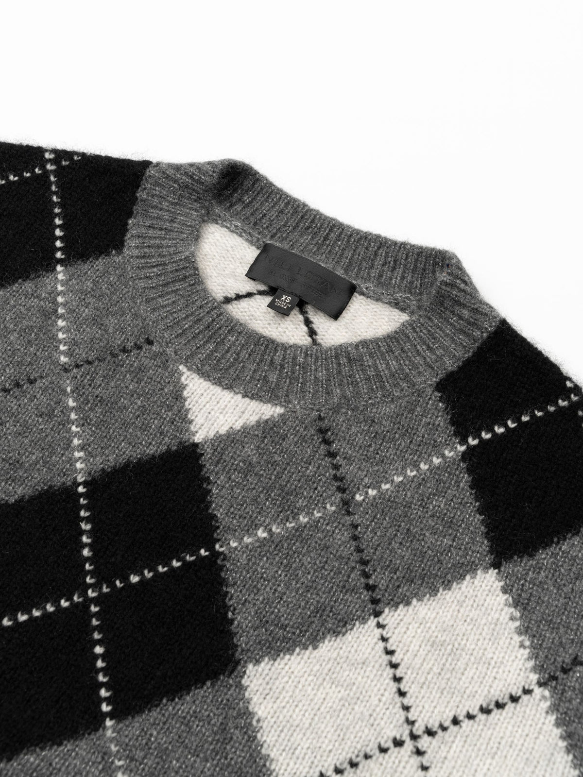 Nili Lotan Donnika Argyle Sweater Charcoal