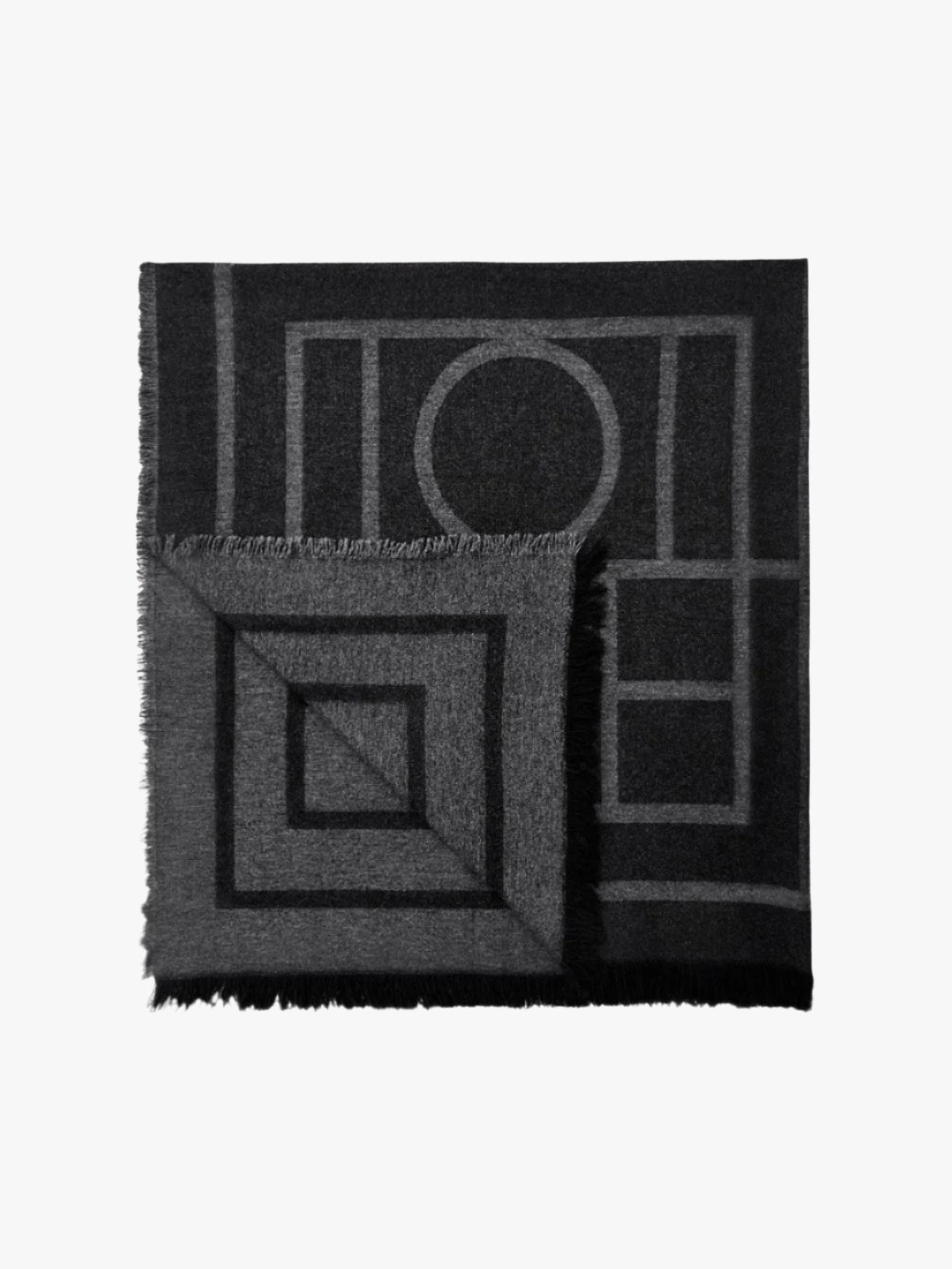 Toteme Monogram Wool Cashmere Scarf Dark Grey