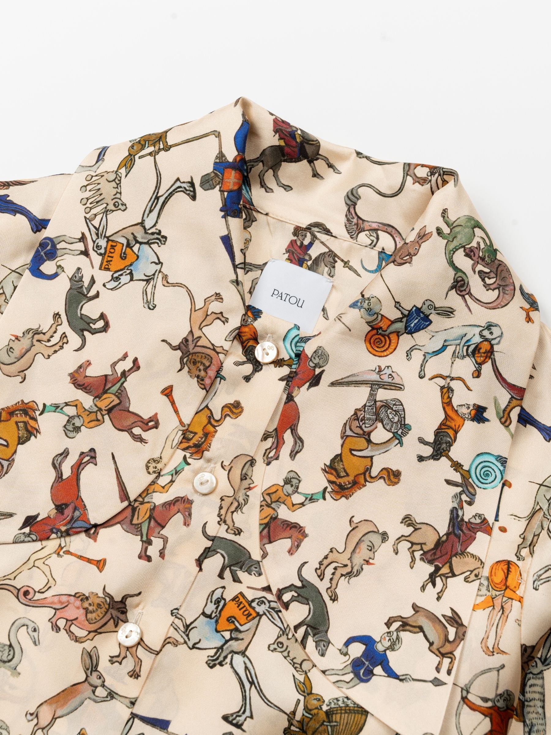 Patou Bow Collar Blouse Marginalia Print