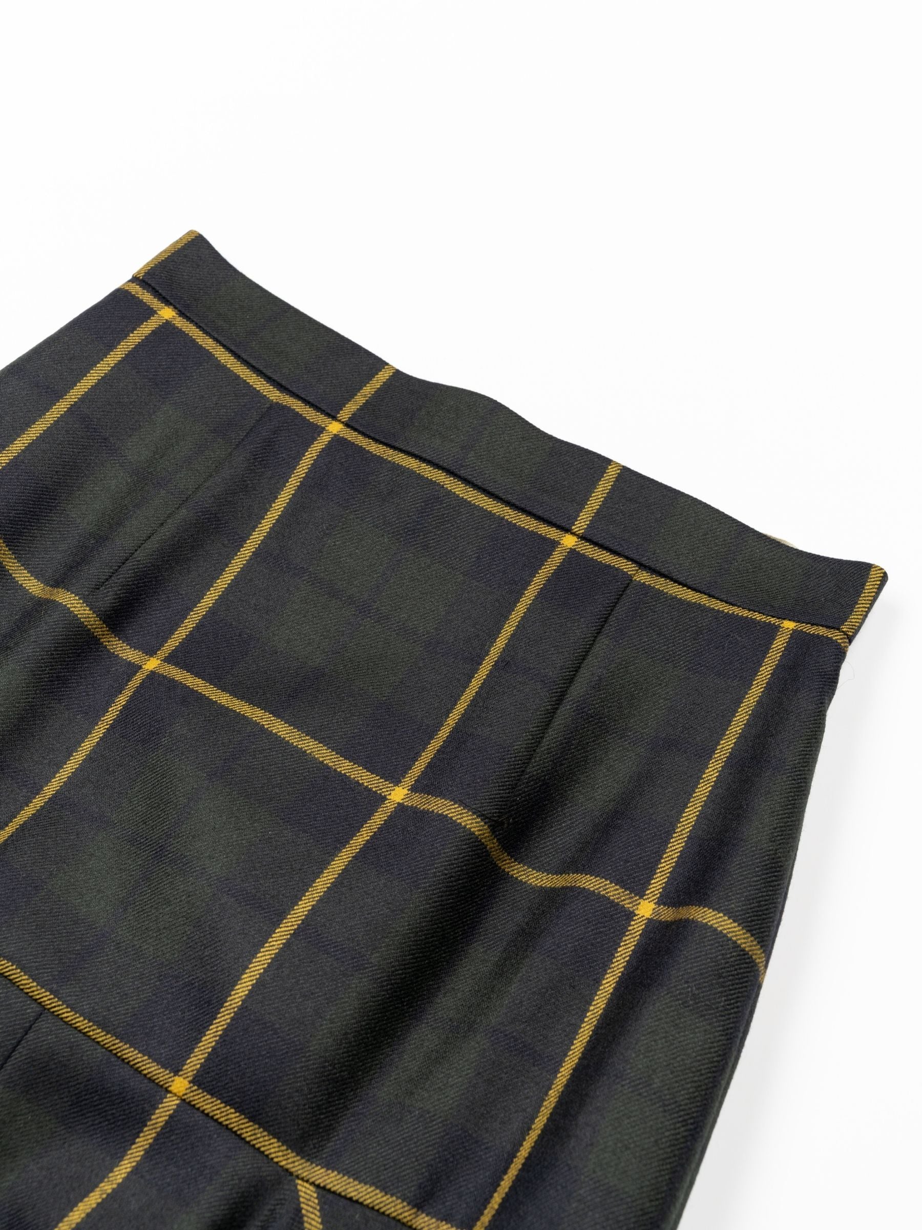 Patou Handkerchief Midi Tartan Skirt Pine Green