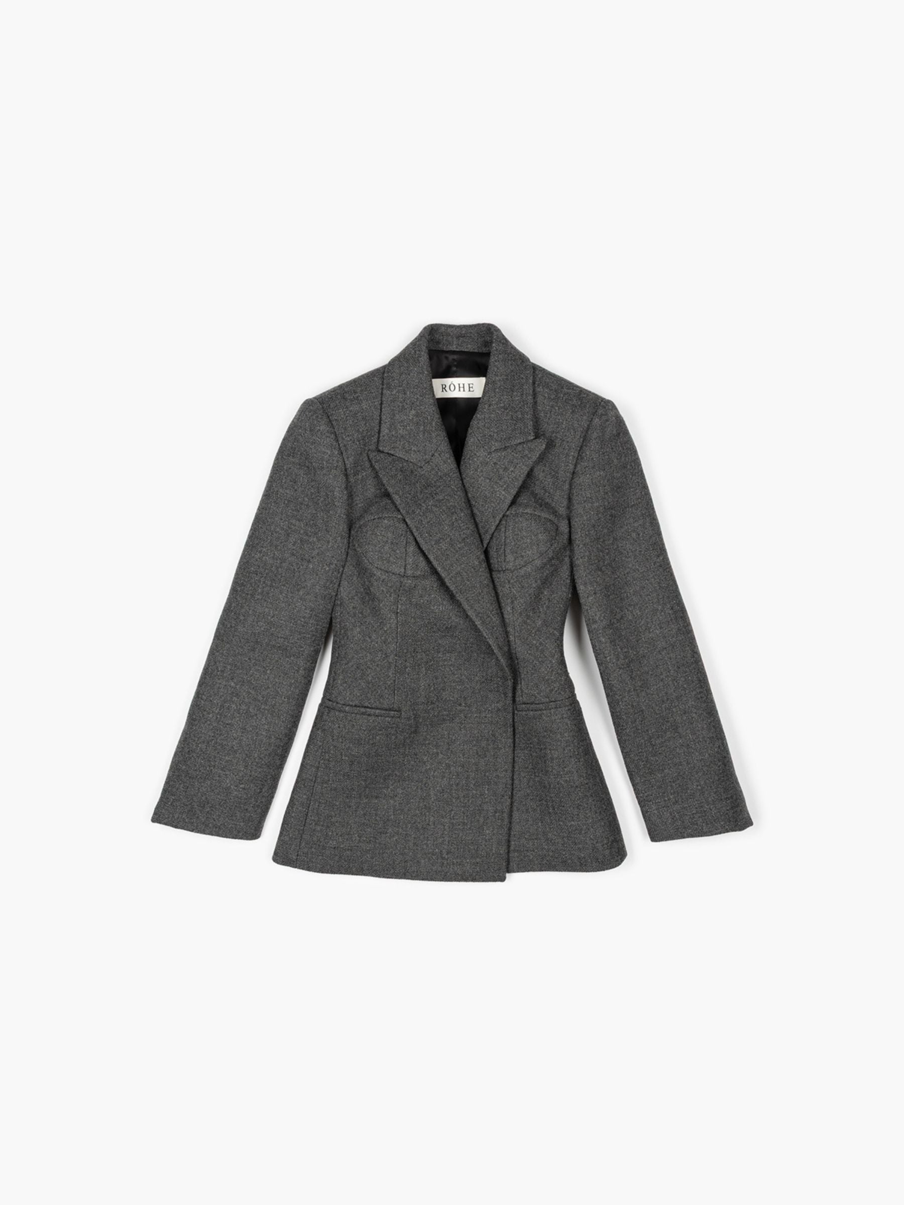 Rohe Cup Detailed Blazer Grey Melange