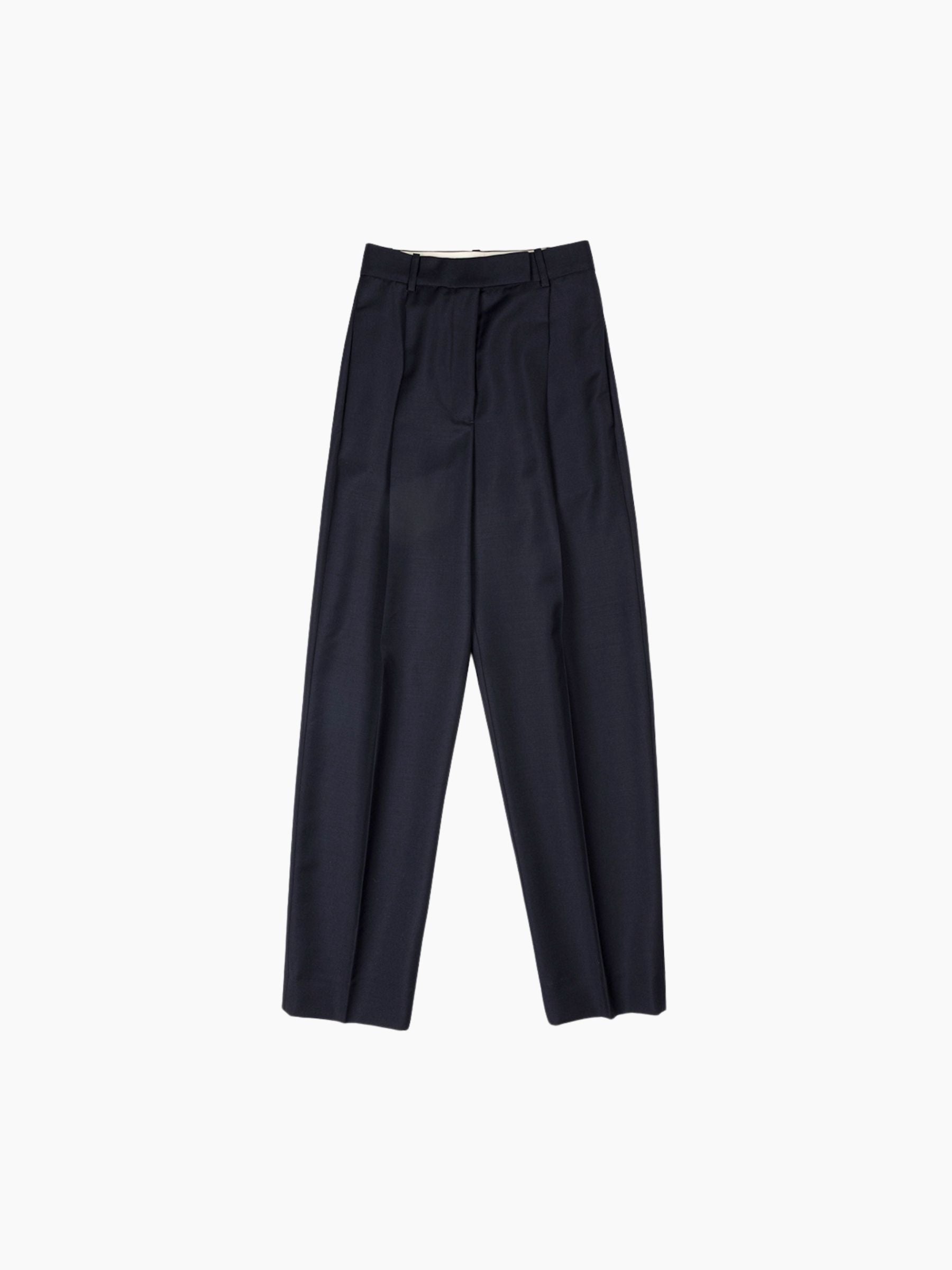 Rohe Daria Single Pleat Tapered Trousers Navy