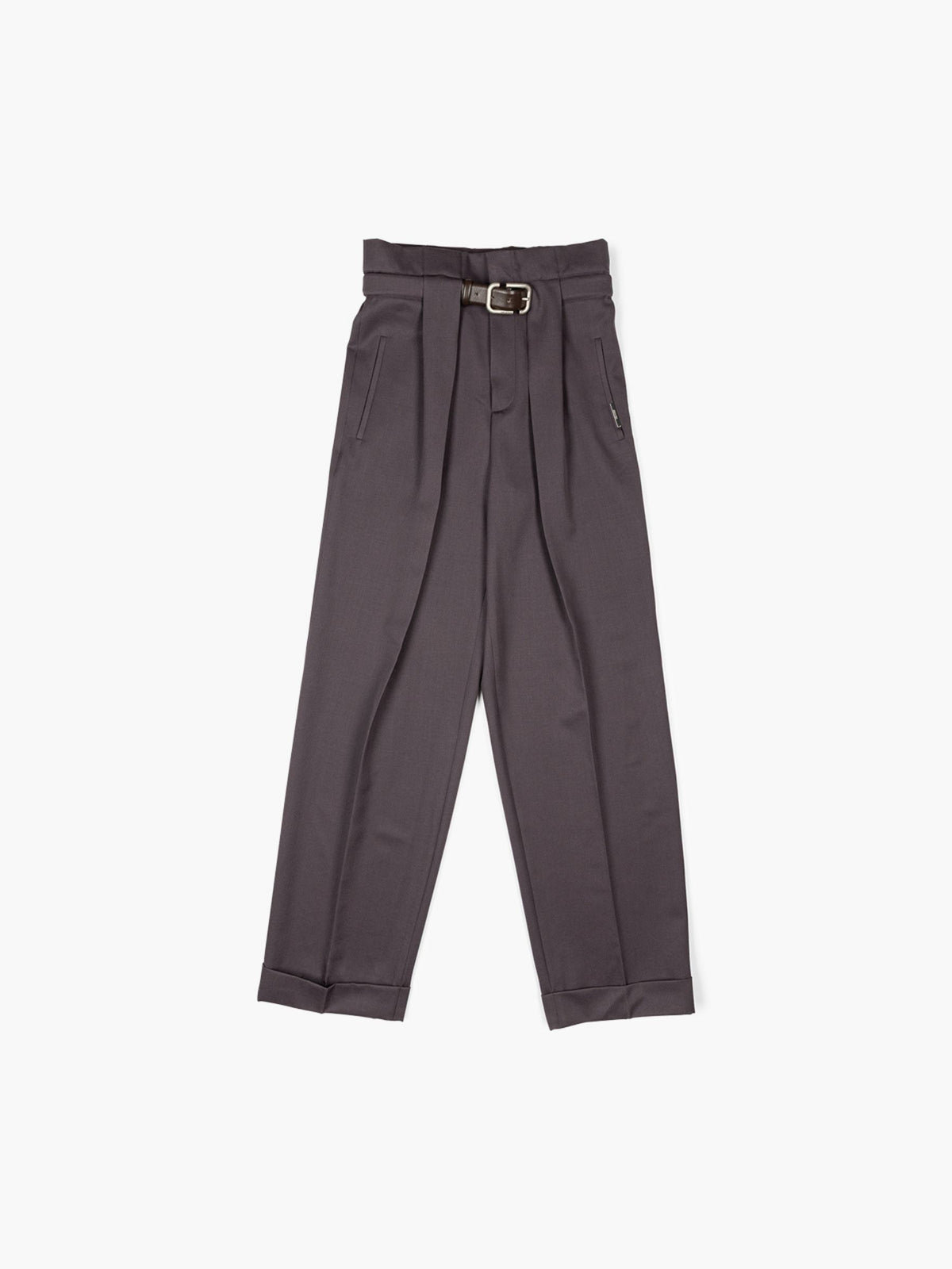 The Attico Belted Wool Pants Plum