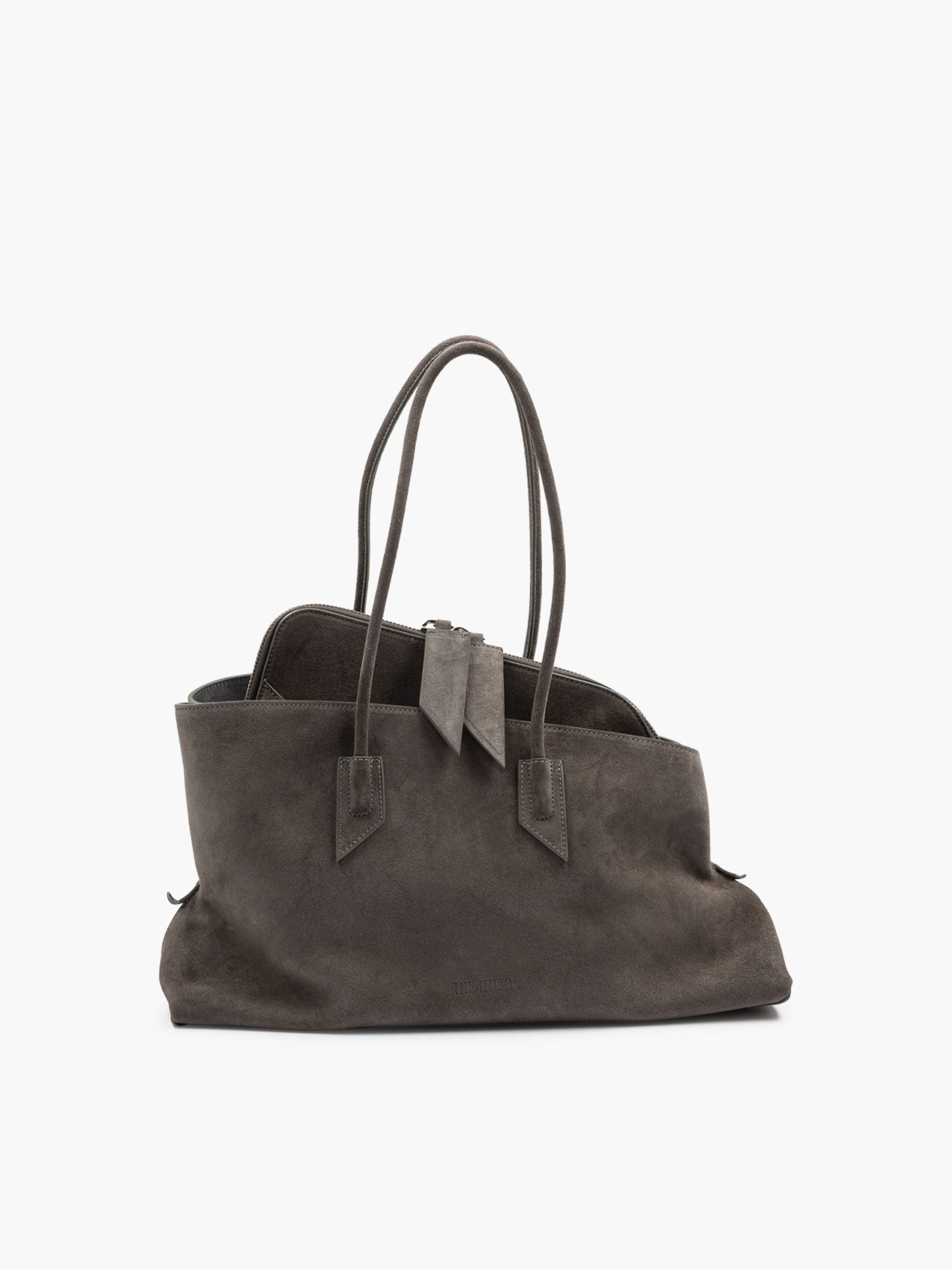 The Attico La Passeggiata Suede Brushed Medium Bag Grey