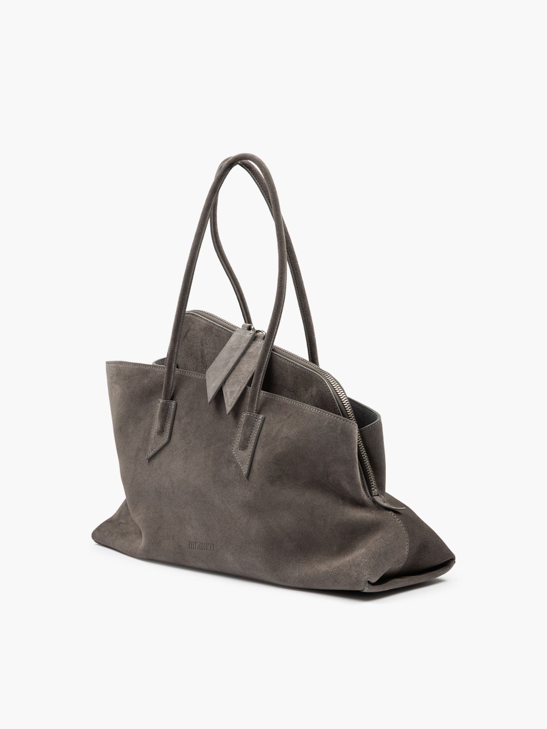 The Attico La Passeggiata Suede Brushed Medium Bag Grey