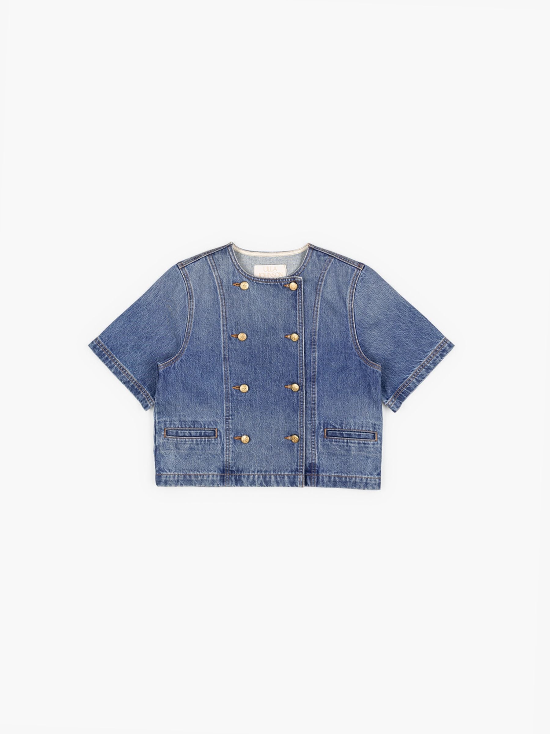 Ulla Johnson The Serge Short Sleeve Denim Jacket Danube
