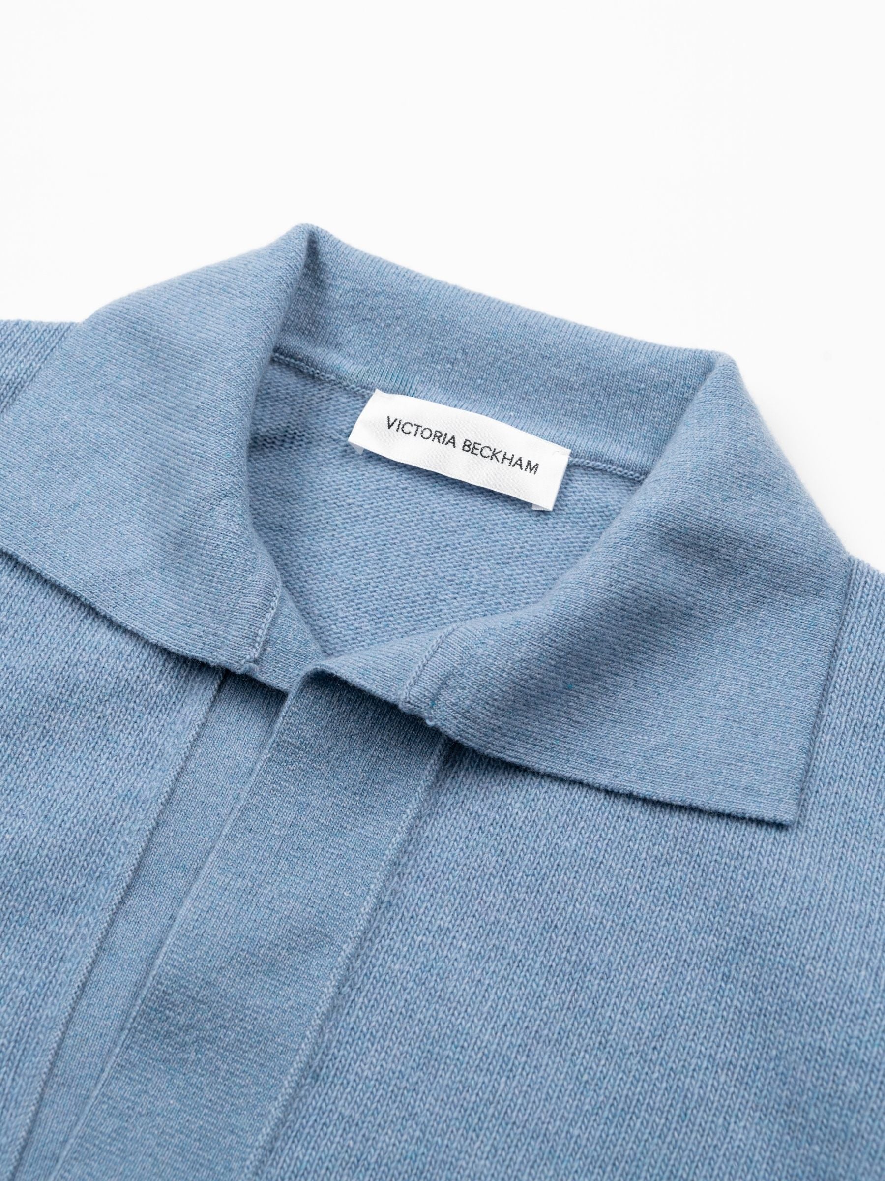 Victoria Beckham Polo Collar Jumper Ocean Mist Melange