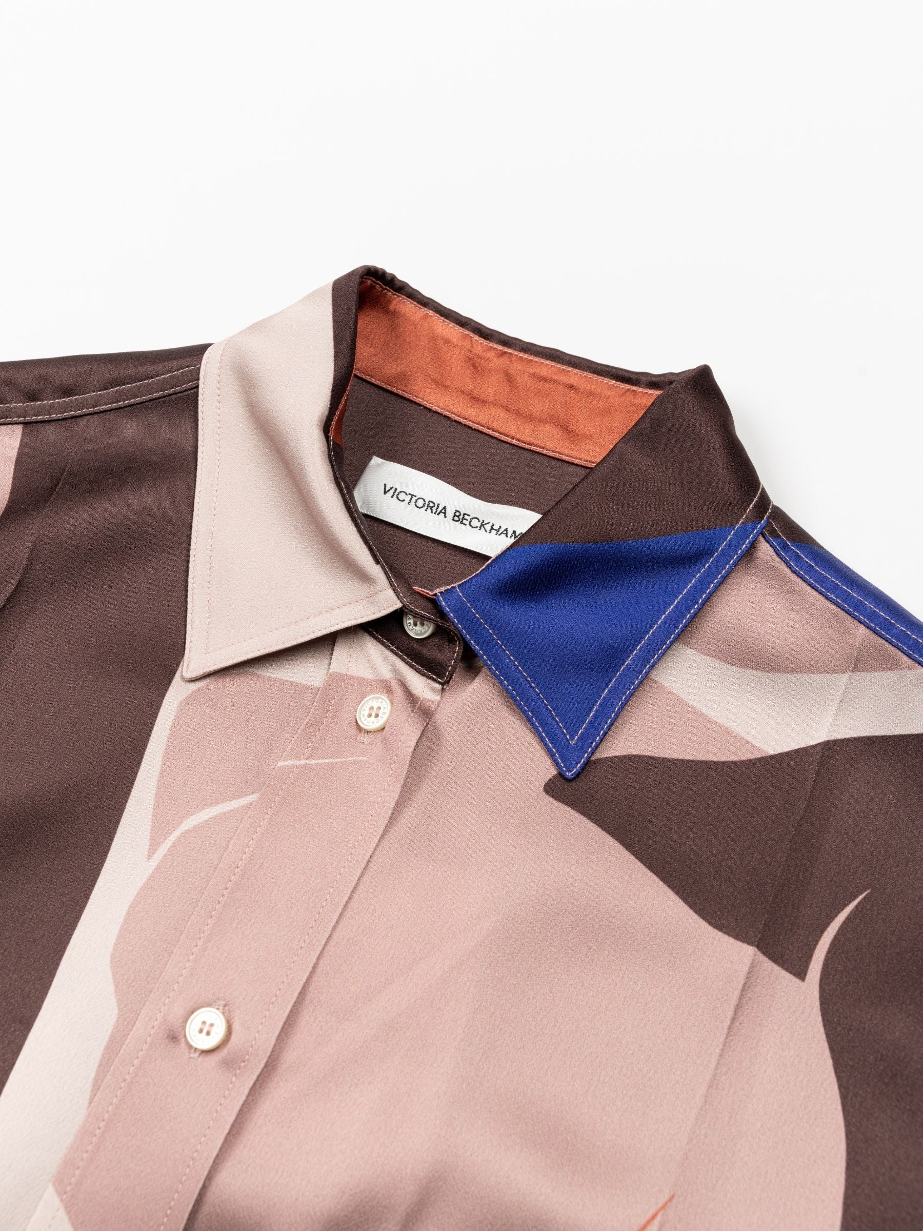 Victoria Beckham Remi Shirt Abstract Earth Beige
