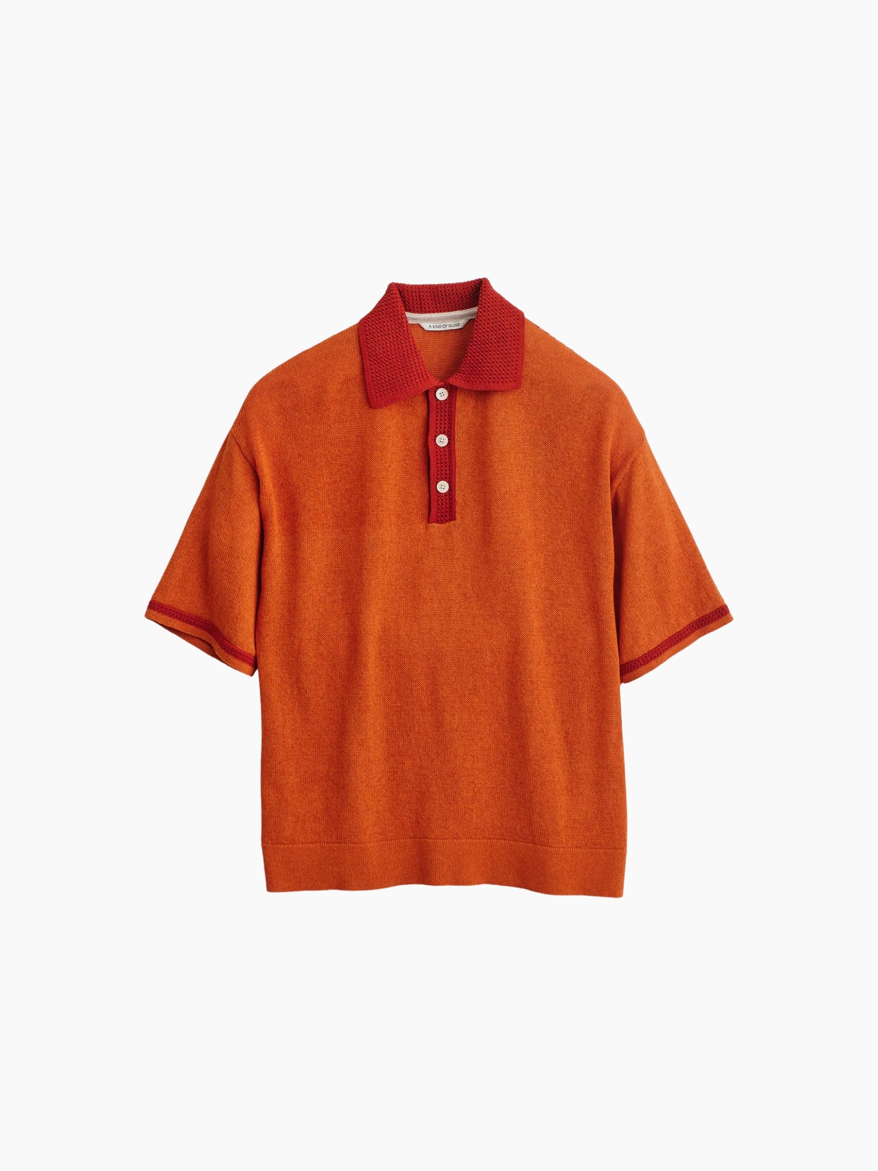 A Kind Of Guise Basin Knit Polo Burnt Orange