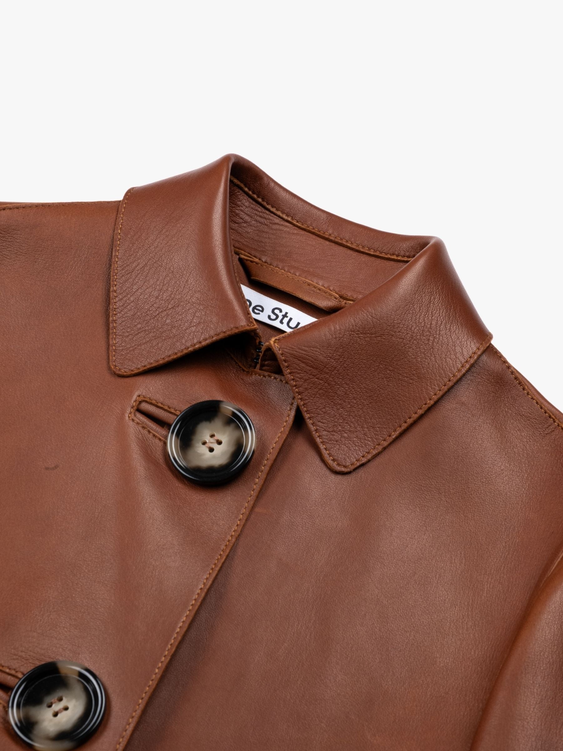 Acne Studios Big Buttons Leather Jacket Cognac Brown