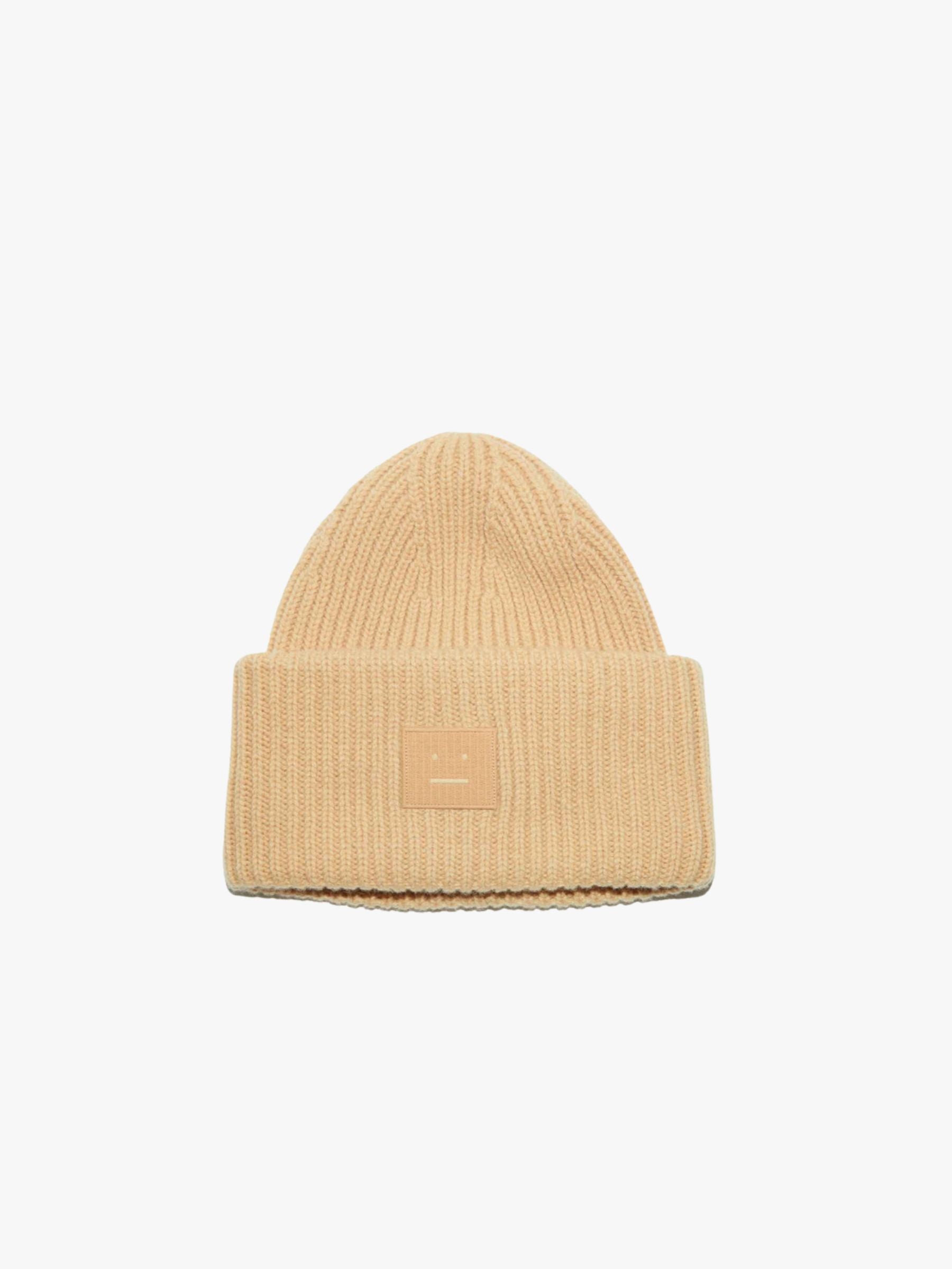 Acne Studios Face Logo Big Beanie Biscuit Beige