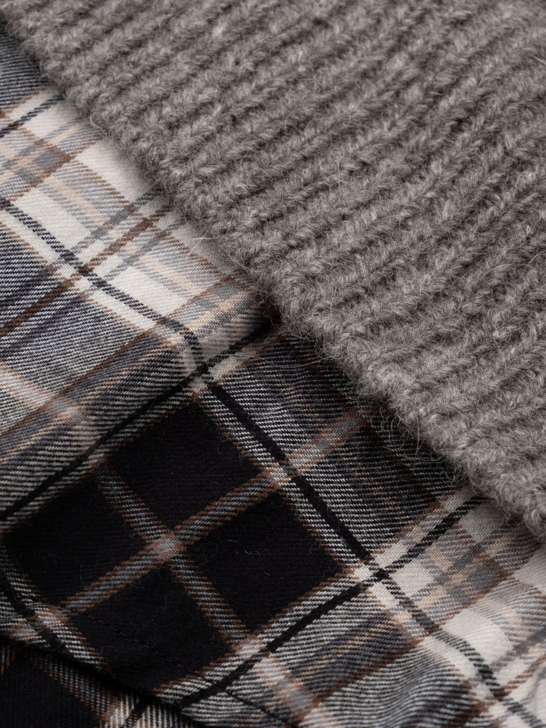 Acne Studios Double Layer Knit Hoodie Beige Melange