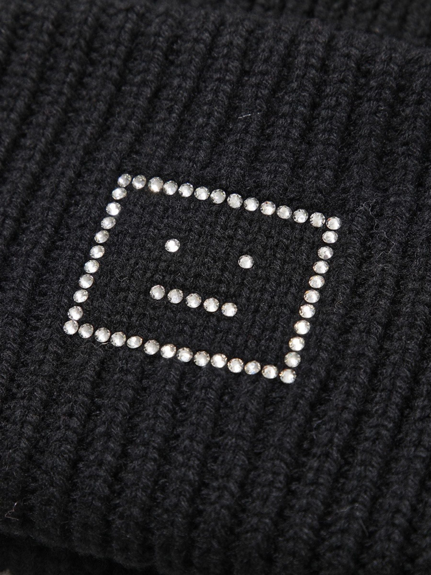 Acne Studios Glitter Face Big Beanie Black