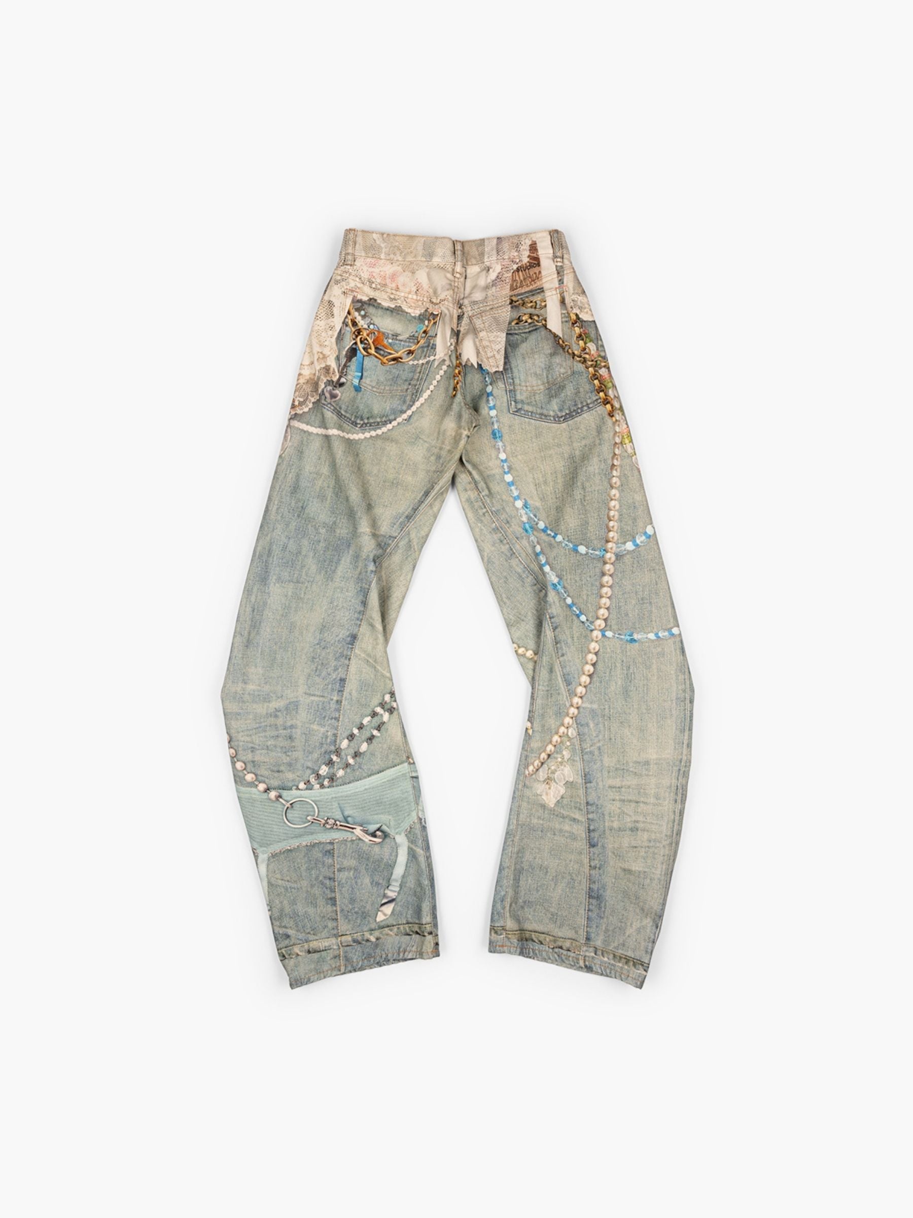 Acne Studios Jewellery Print Twisted Denim White Green