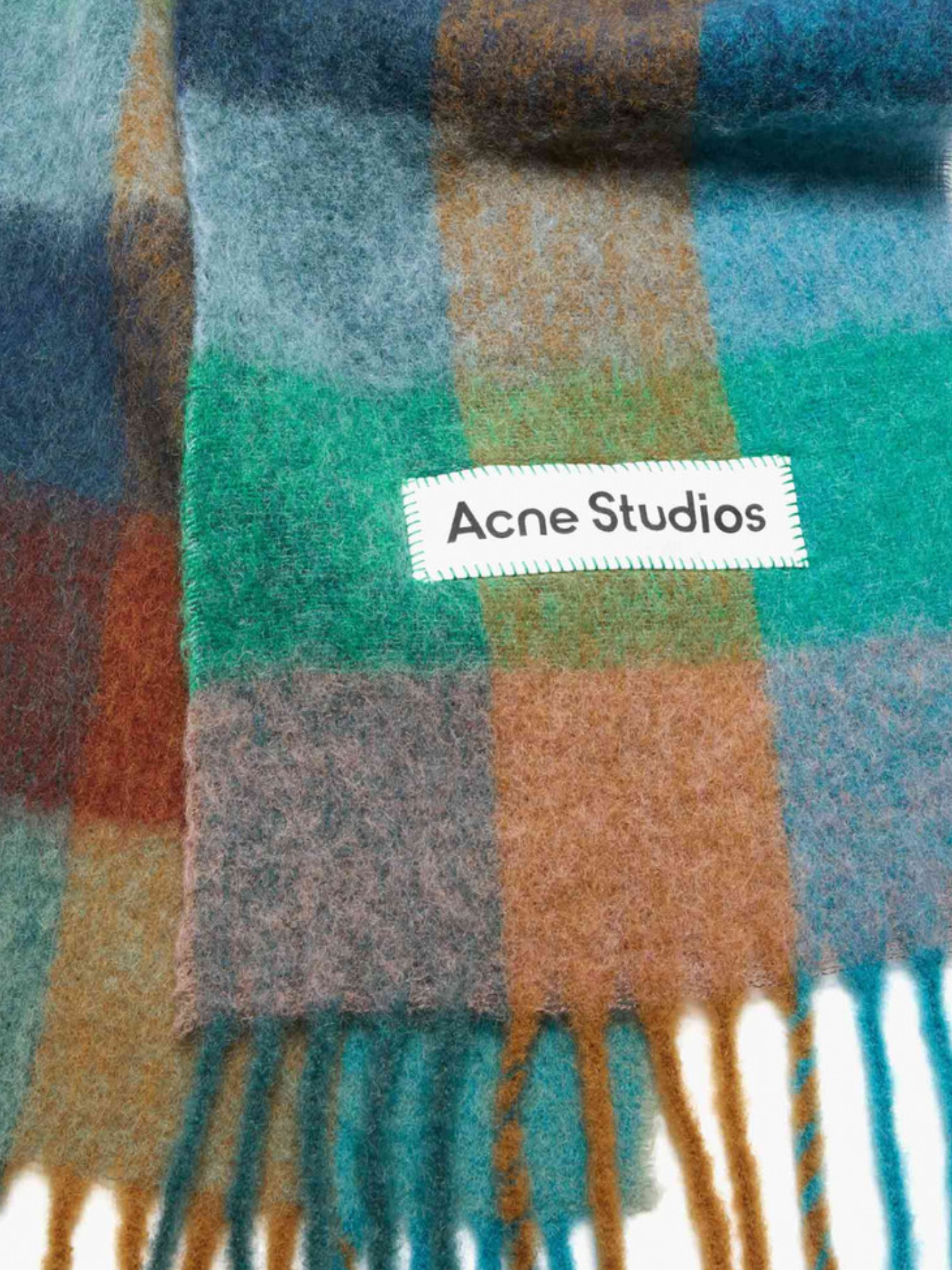 Acne Studios Scarf Check Turquoise/Camel/Blue