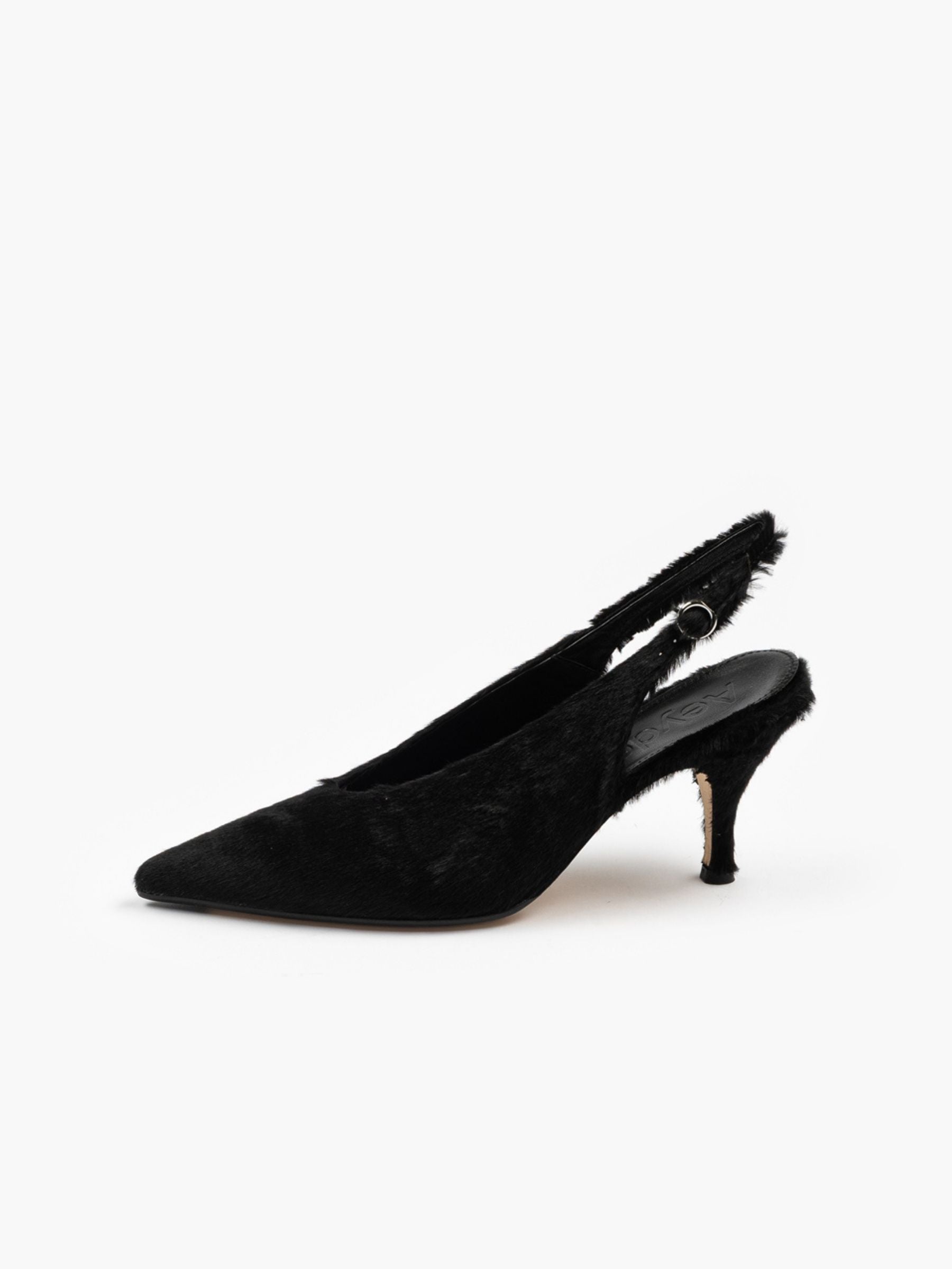 Aeyde Carla Ponyhair Slingbacks Black