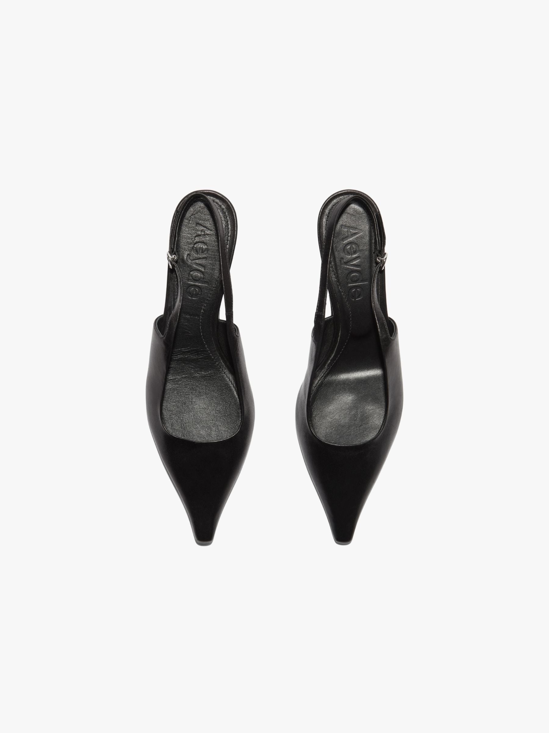Aeyde Catrina Slingback Shoes Studded Nappa Leather Black