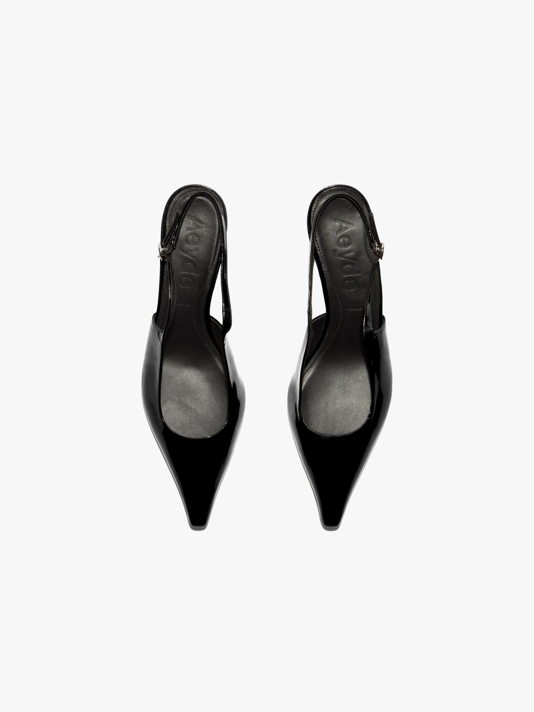 Aeyde Catrina Slingback Shoes Patent Leather Black