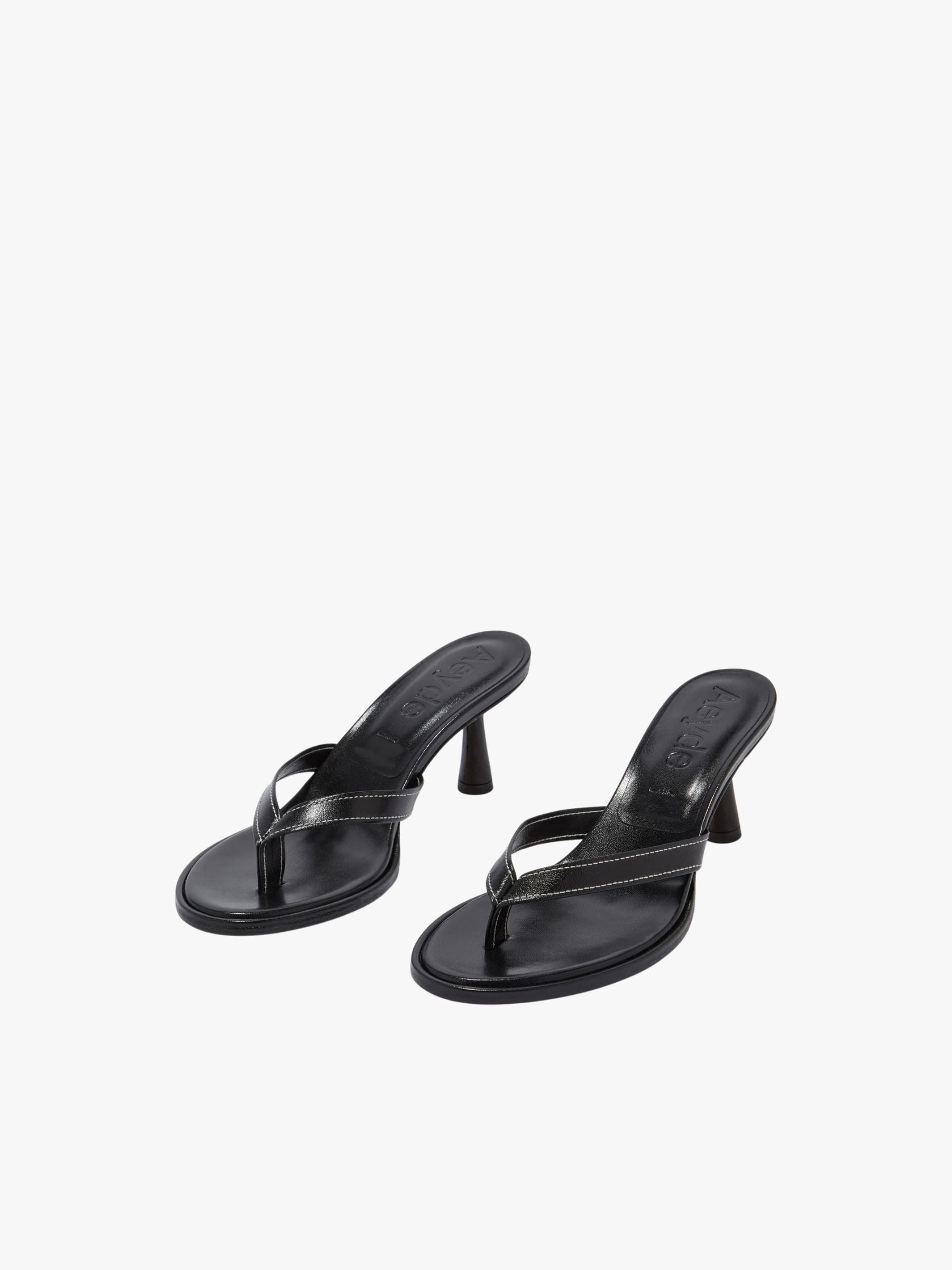 Aeyde Daphne Heel Flip Flop Nappa Leather Black