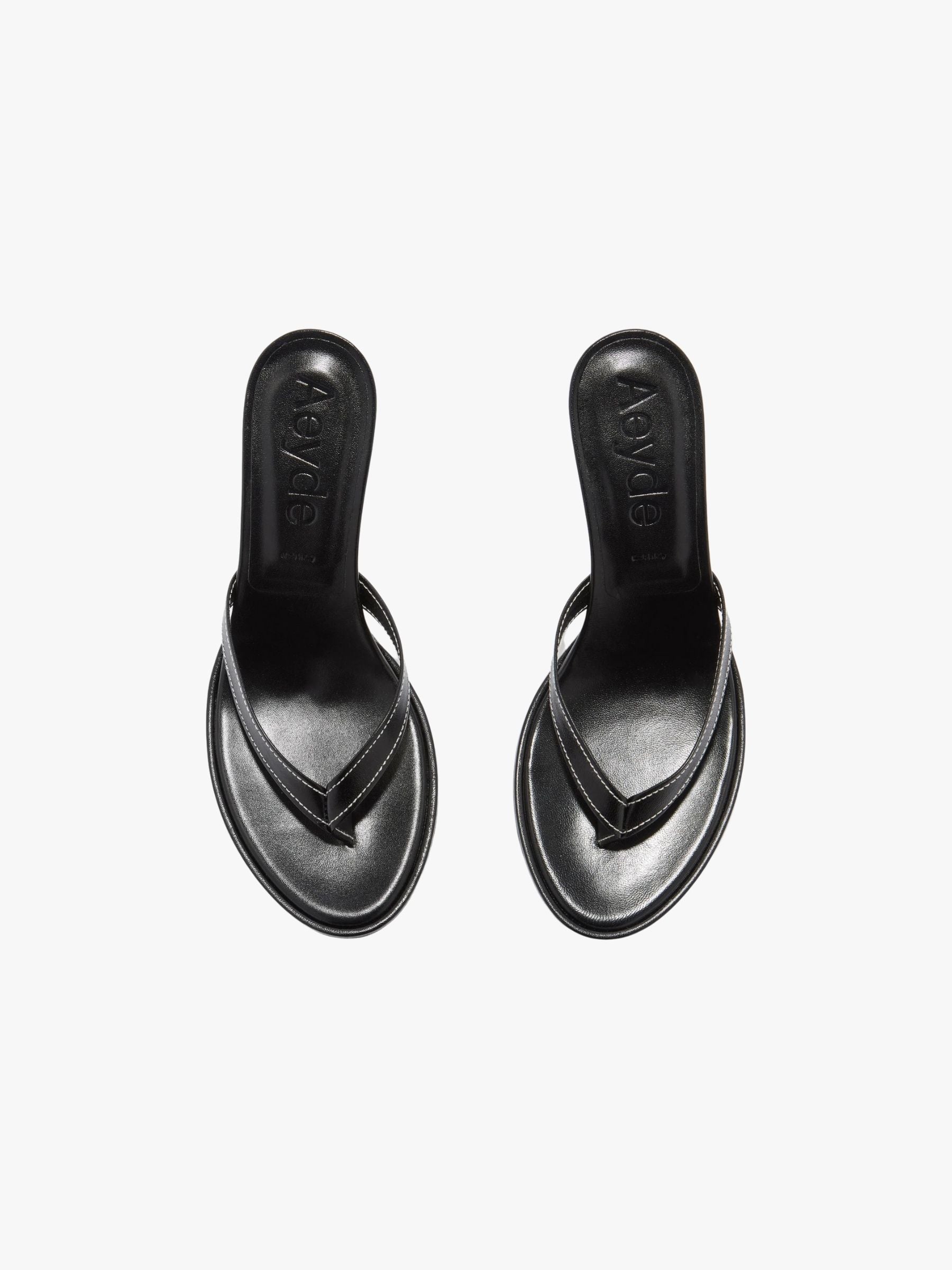 Aeyde Daphne Heel Flip Flop Nappa Leather Black
