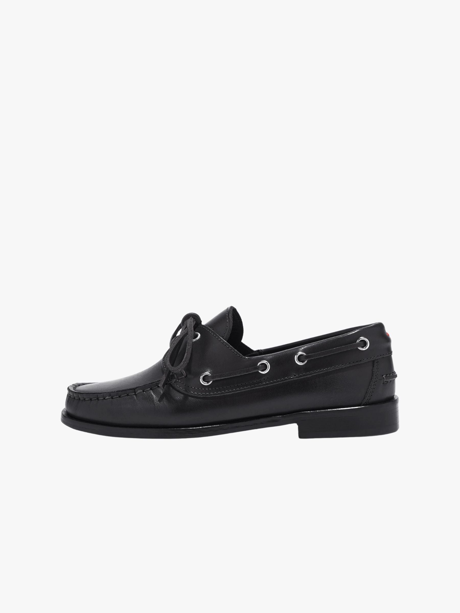 Aeyde Harris Boat Shoe Calf Leather Black