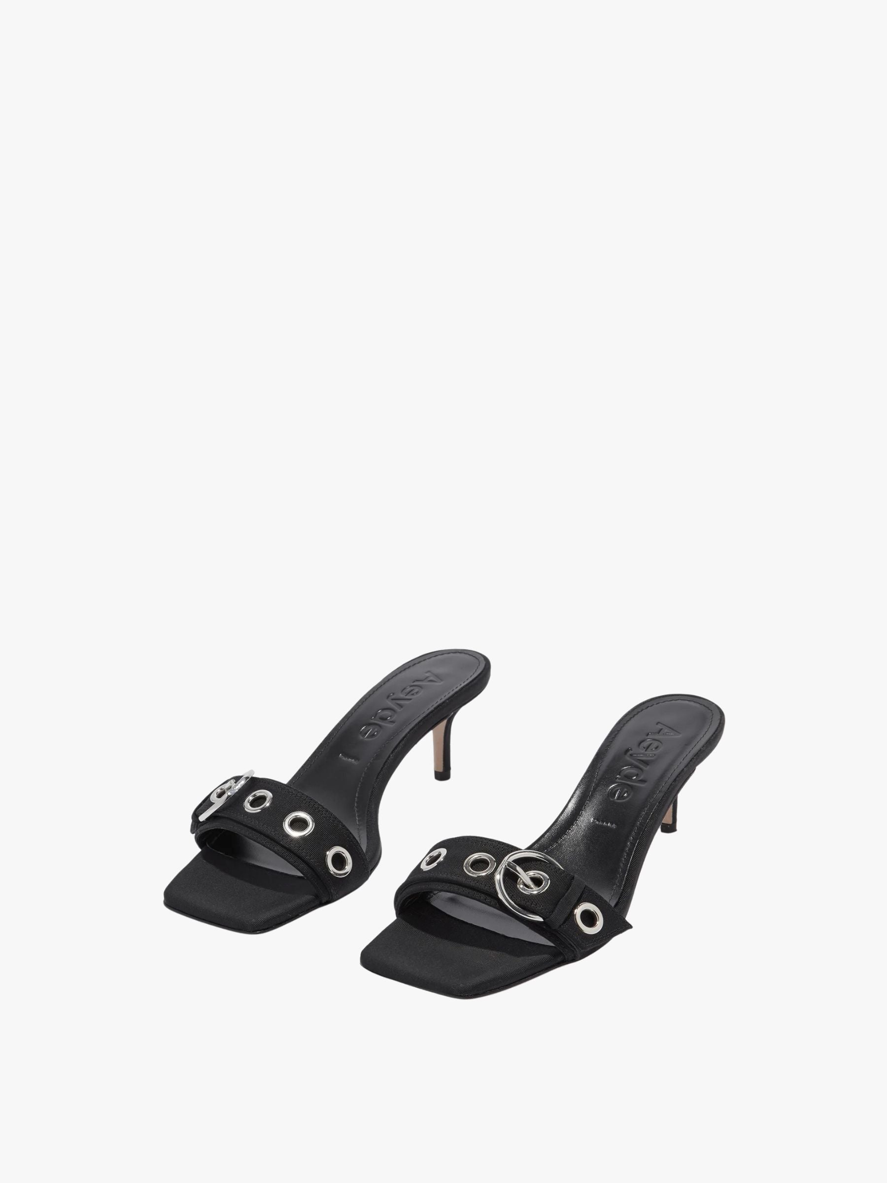 Aeyde Ilvy Eyelet Grosgrain Sandal Black