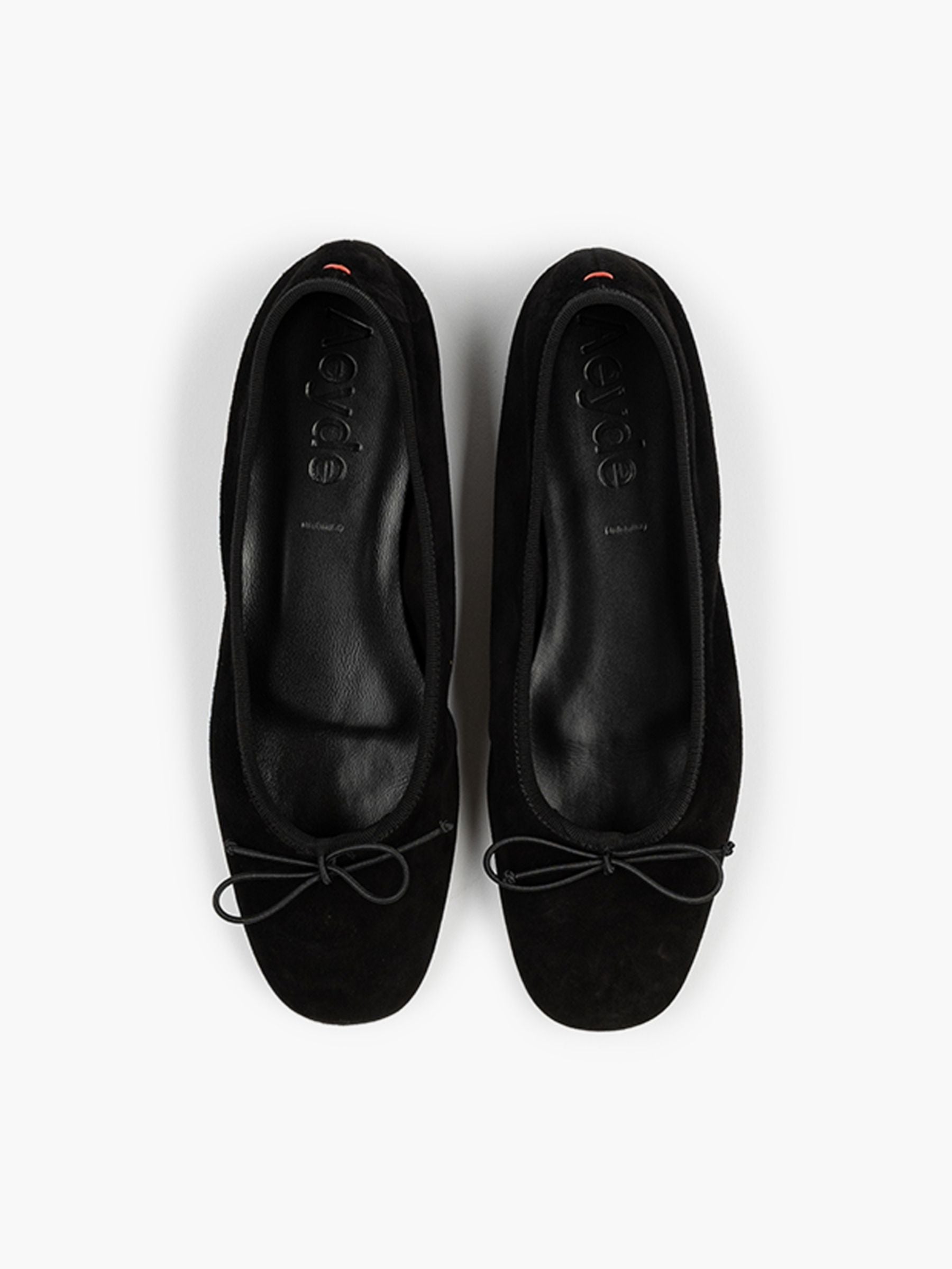 Aeyde Tiby Kid Suede Leather Ballerina Black