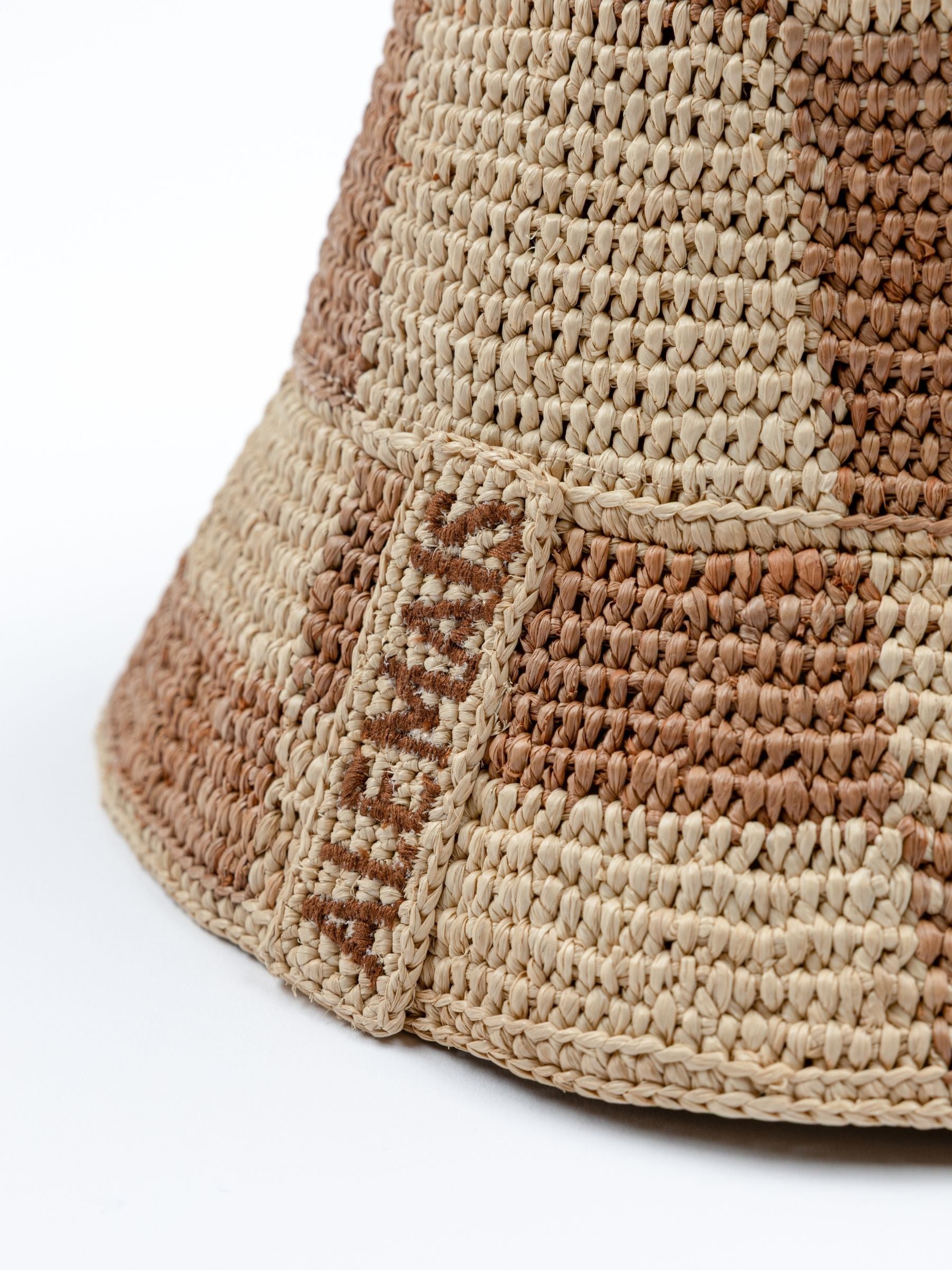 Alemais x LRNCE Michelle Raffia Checked Bucket Hat Multi