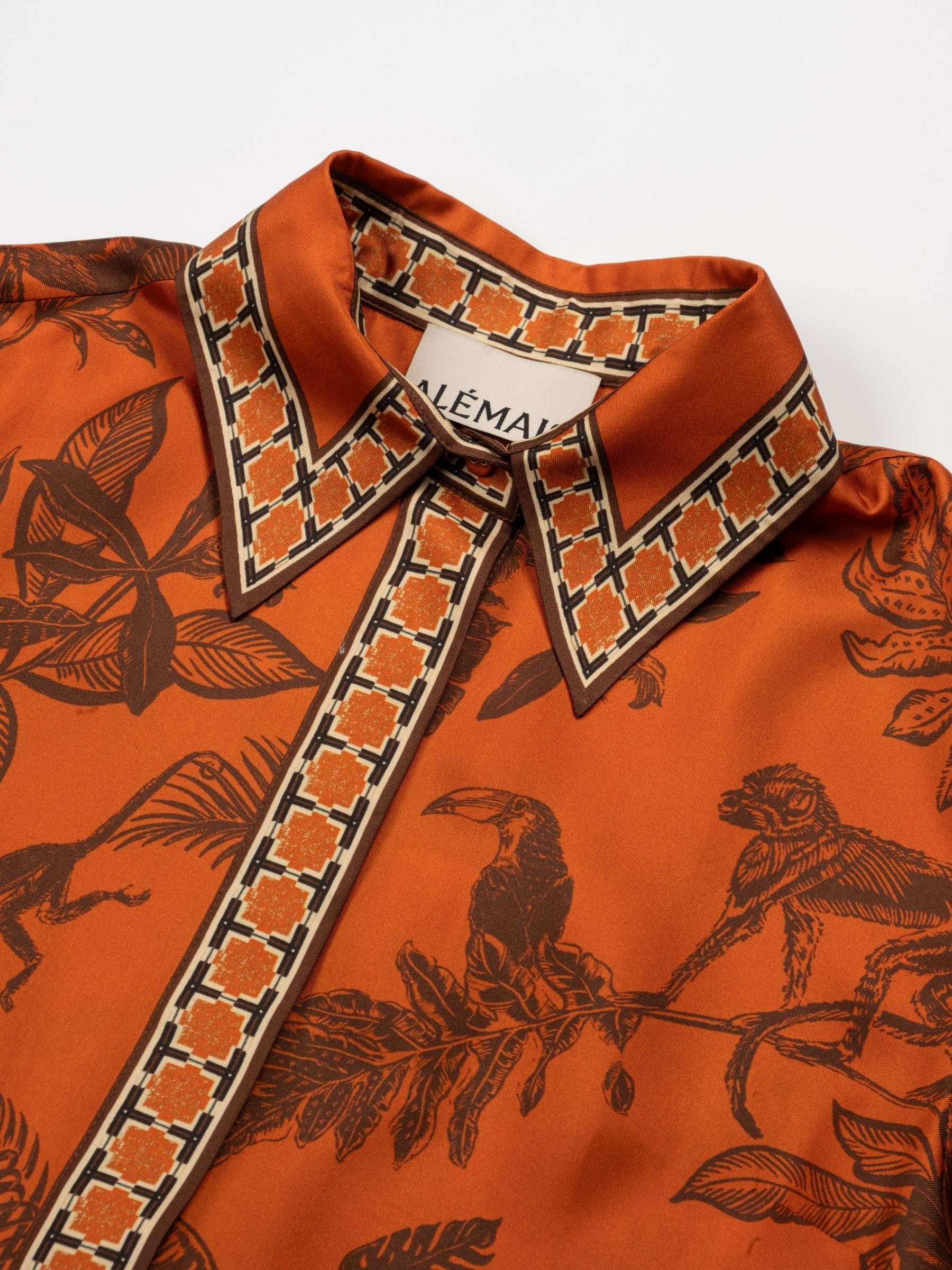 Alemais Monkey Dance Silk Shirt Rust
