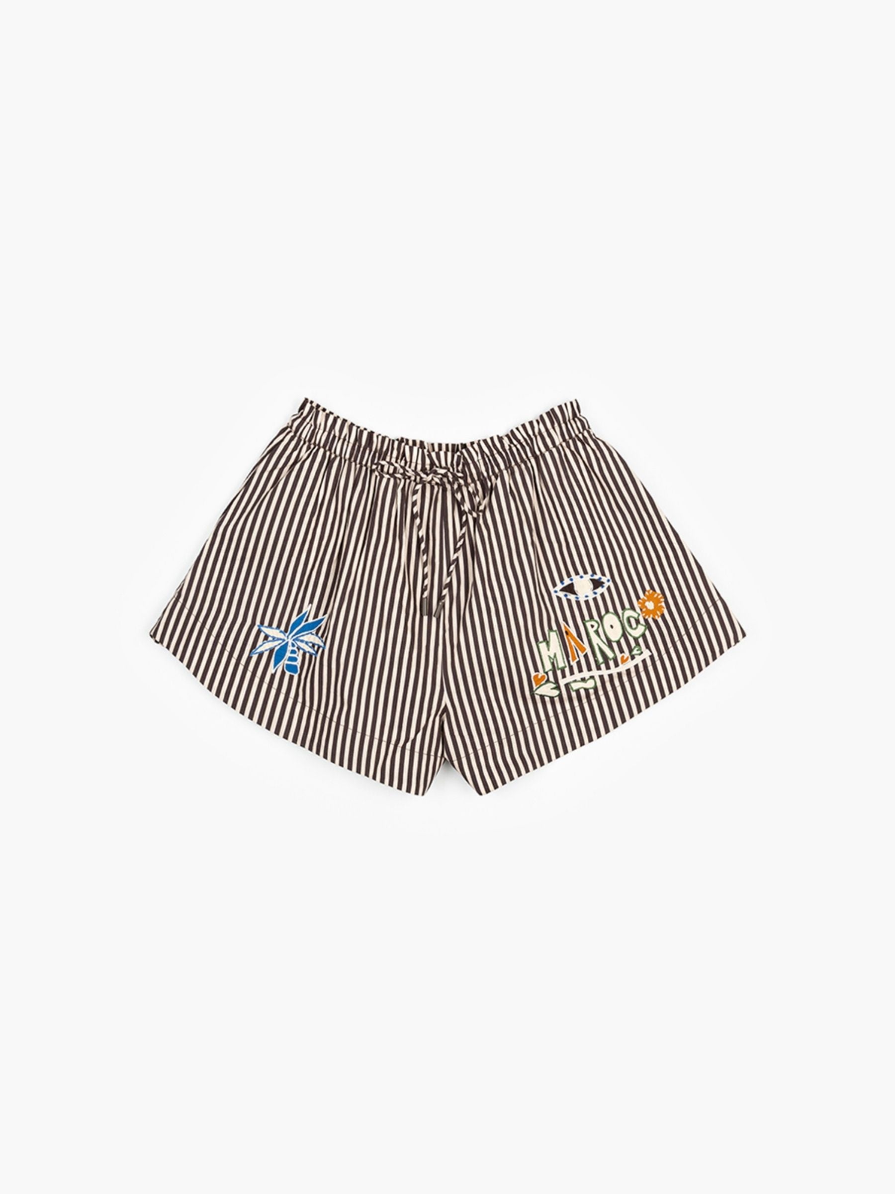 Alemais x LRNCE Sirocco Embroidered Shorts Stripe